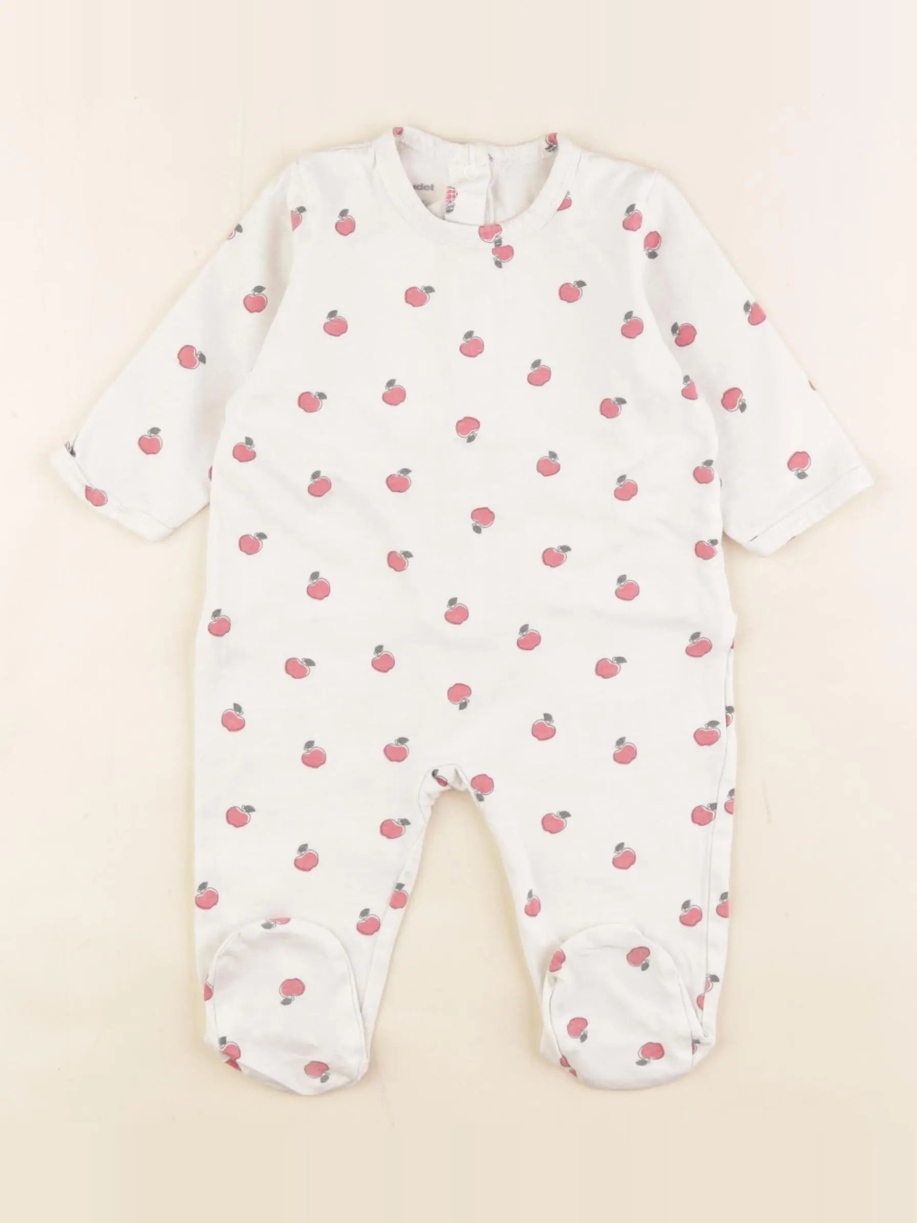Vertbaudet - pyjama coton beige, rouge - 6 mois