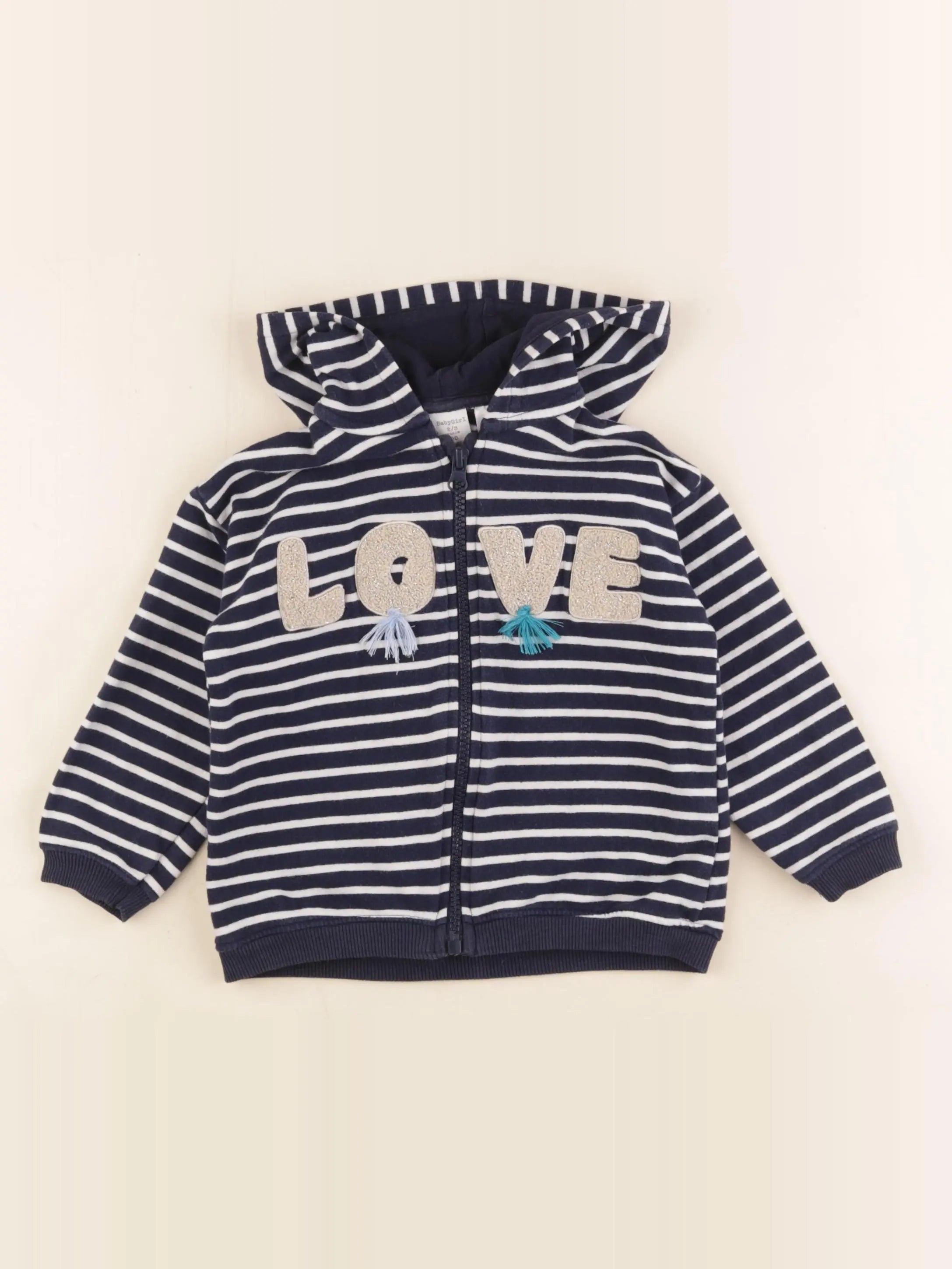 Zara - sweat bleu, blanc - 2/3 ans