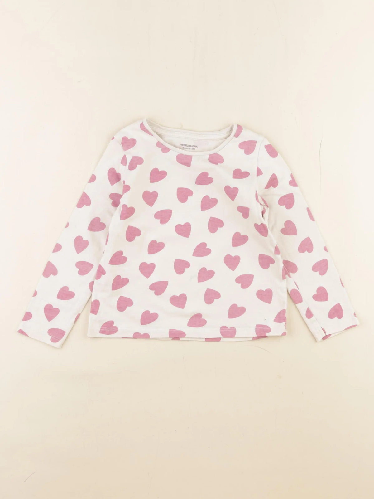 Vertbaudet - tee-shirt blanc, rose - 3 ans