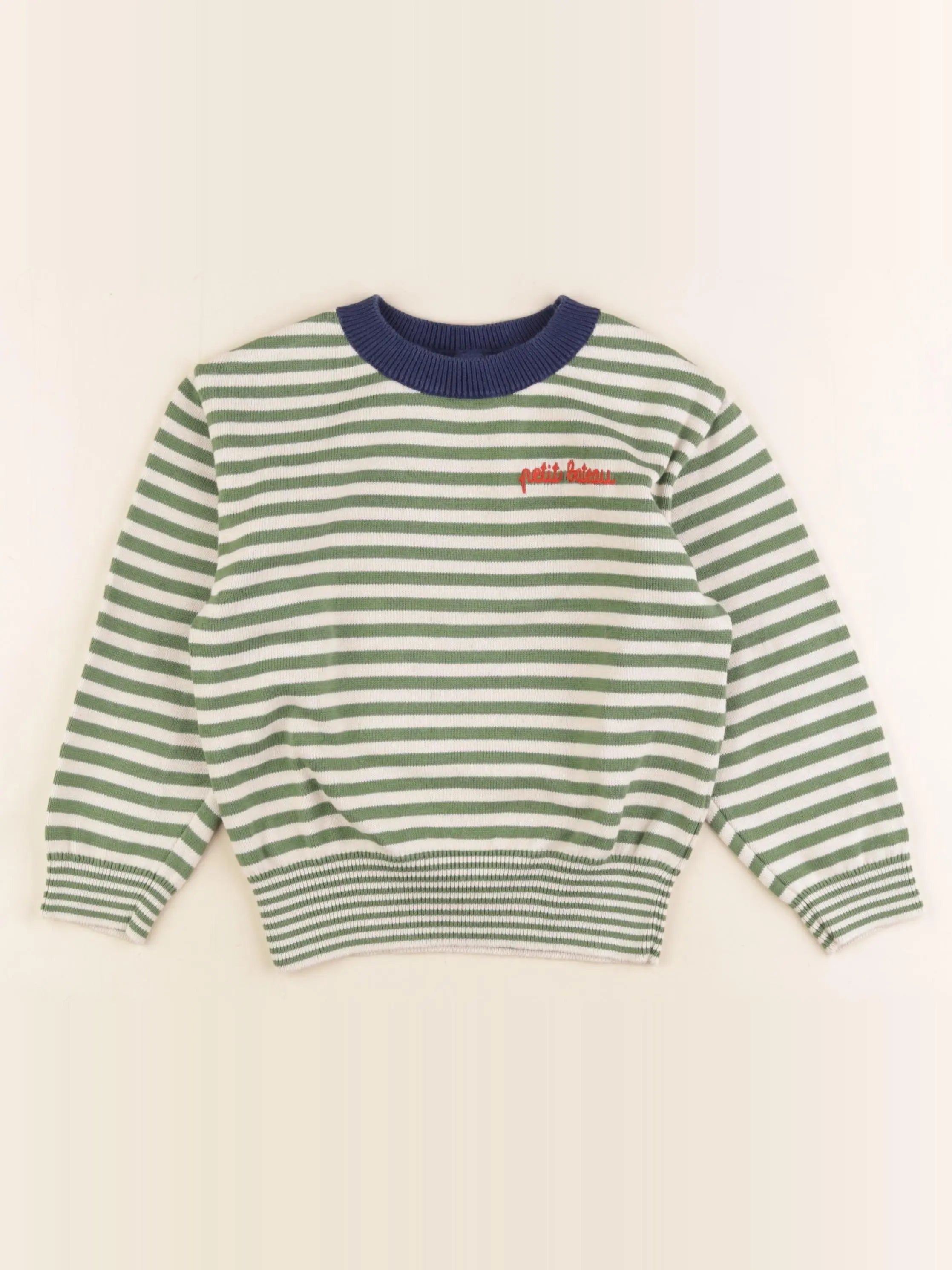 Petit Bateau - pull blanc, vert - 5 ans