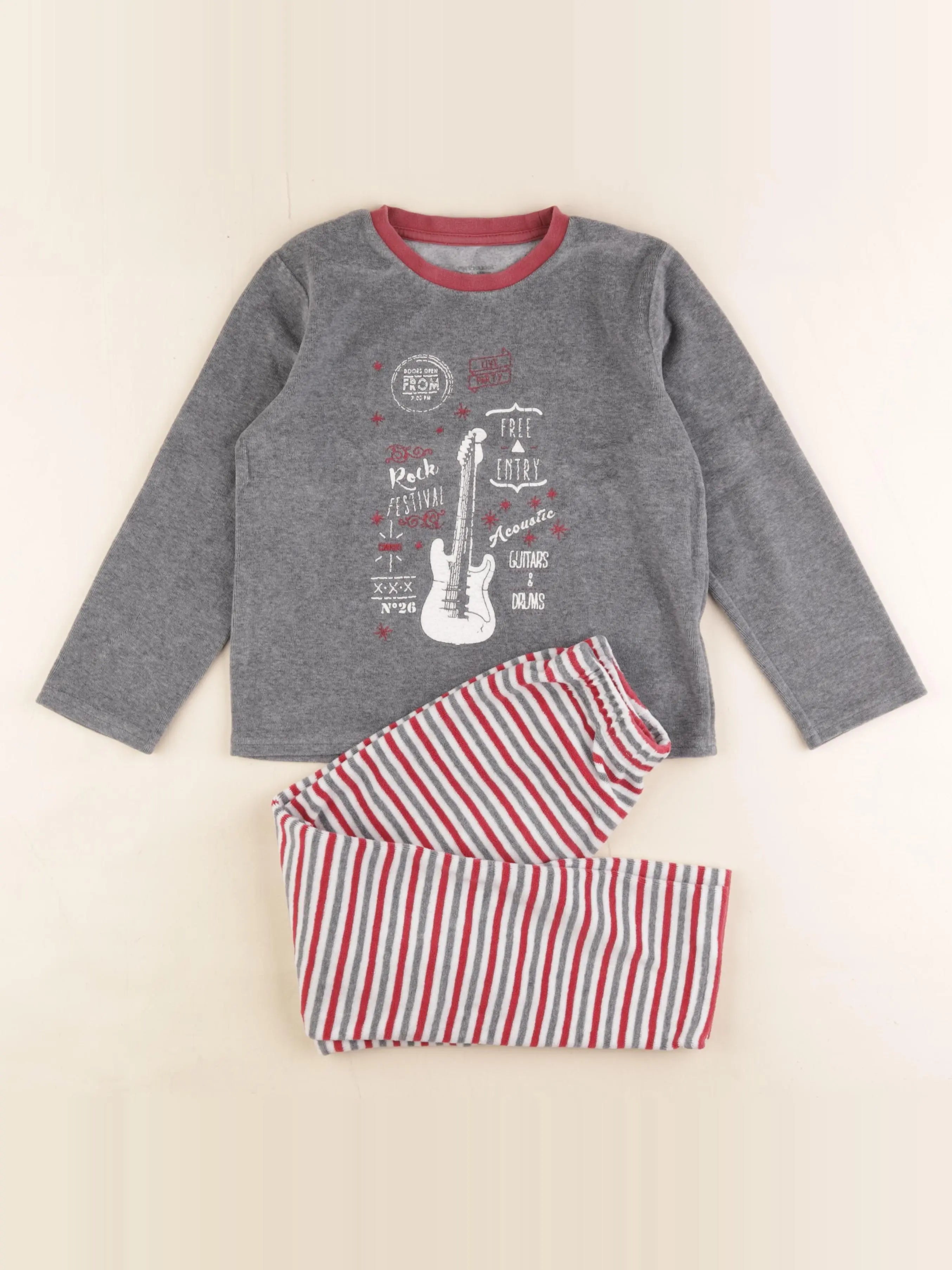Vertbaudet - pyjama velours gris - 6 ans