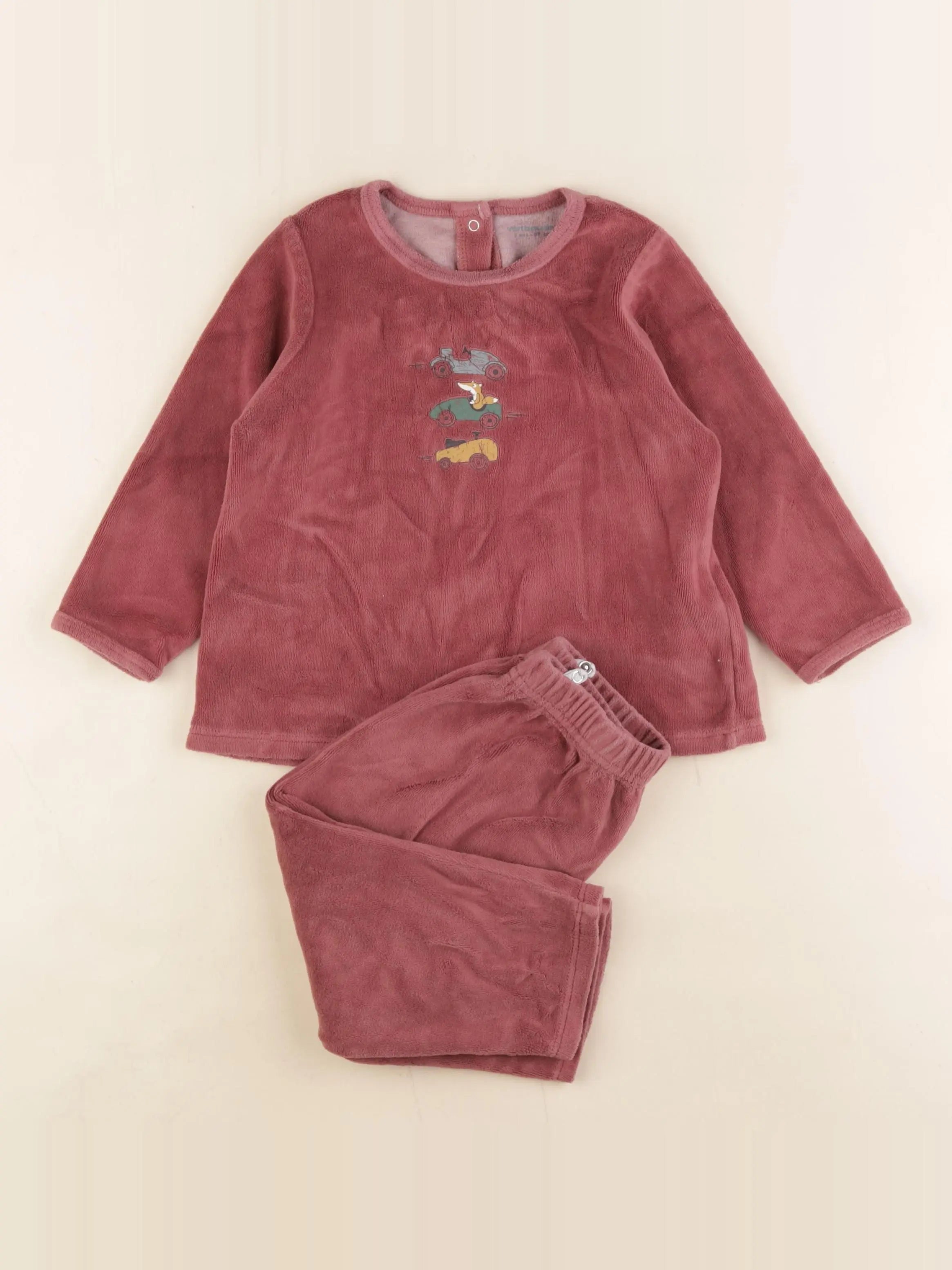 Vertbaudet - pyjama velours rouge - 3 ans
