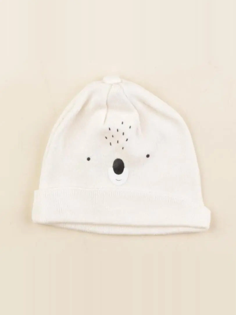 Vertbaudet - bonnet blanc - 3/6 mois