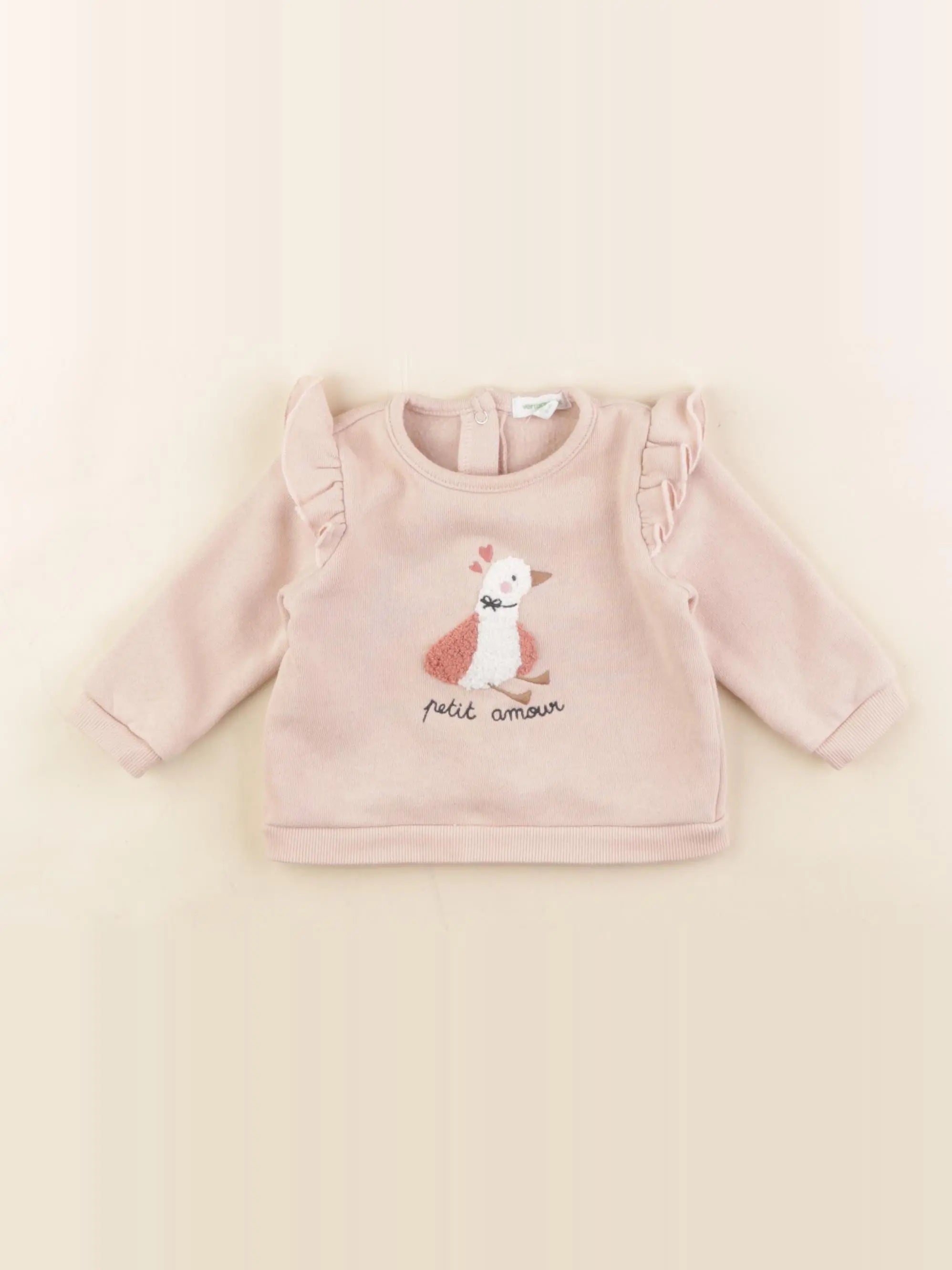 Vertbaudet - sweat rose - 3 mois