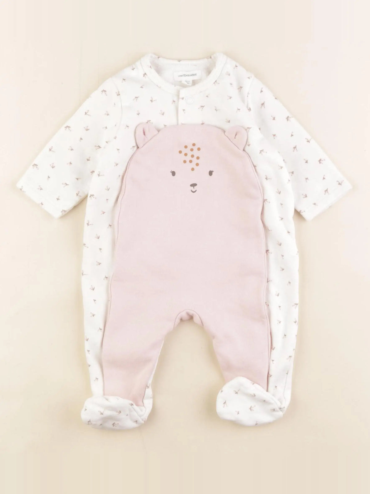 Vertbaudet - pyjama coton blanc - 3 mois