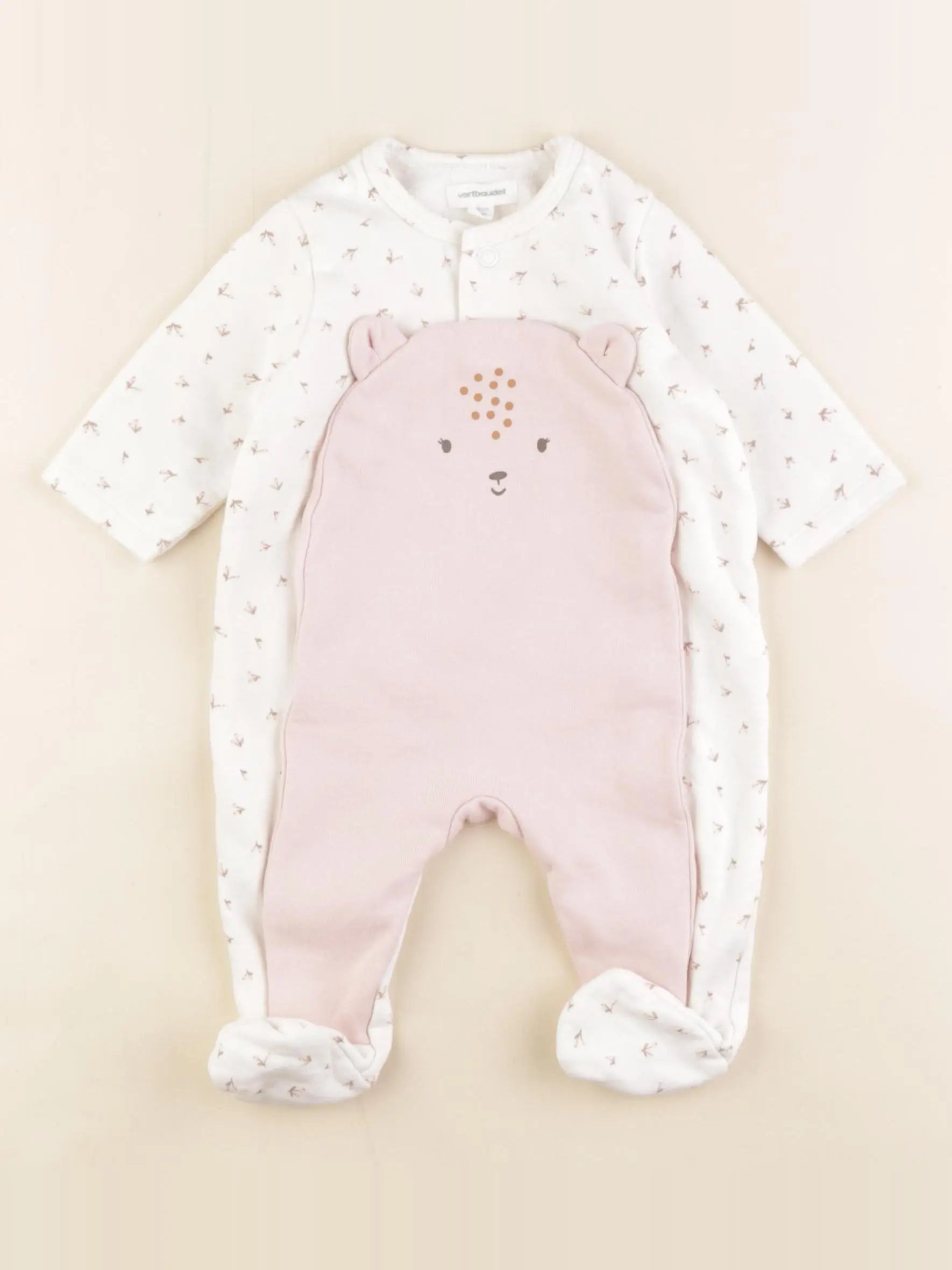 Vertbaudet - pyjama coton blanc - 3 mois