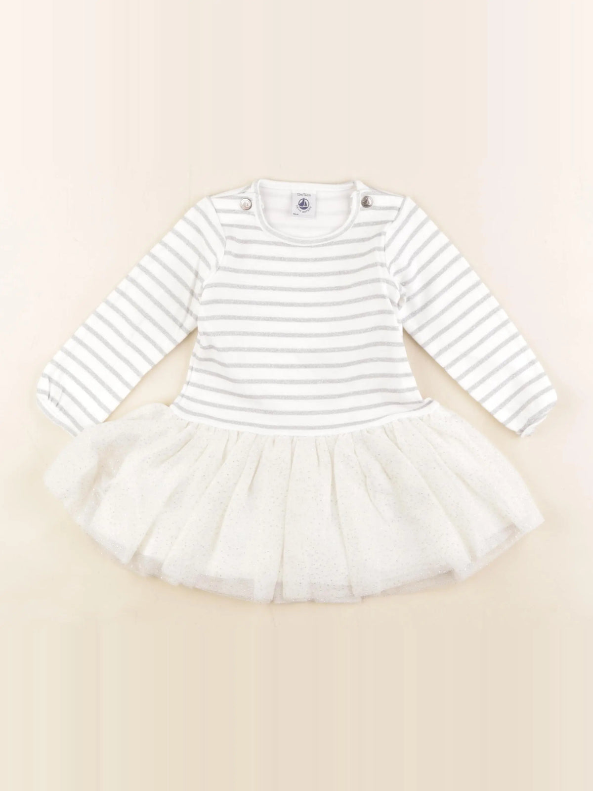 Petit Bateau - robe blanc, argent - 12 mois