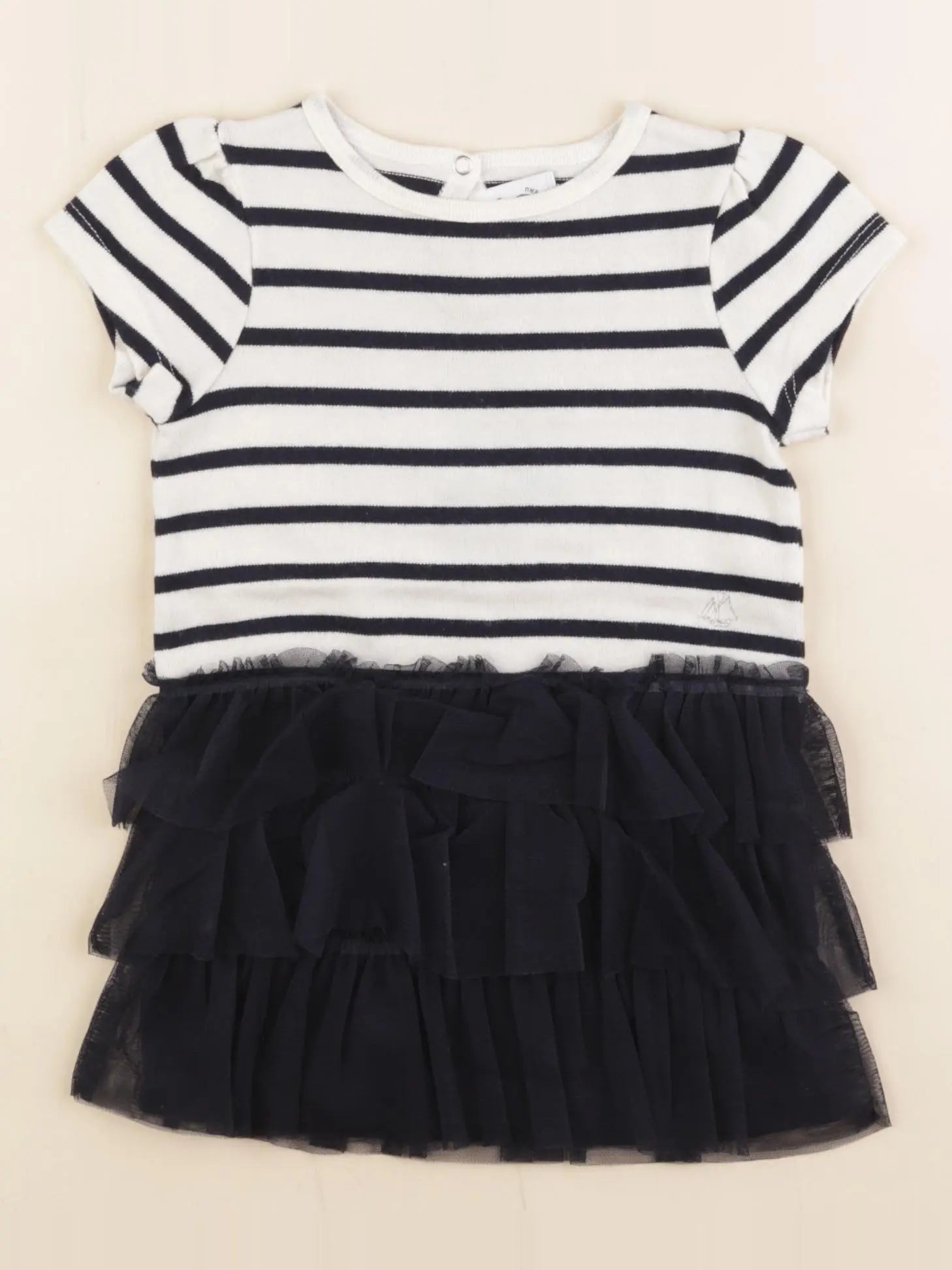 Petit Bateau - robe blanc, bleu - 12 mois