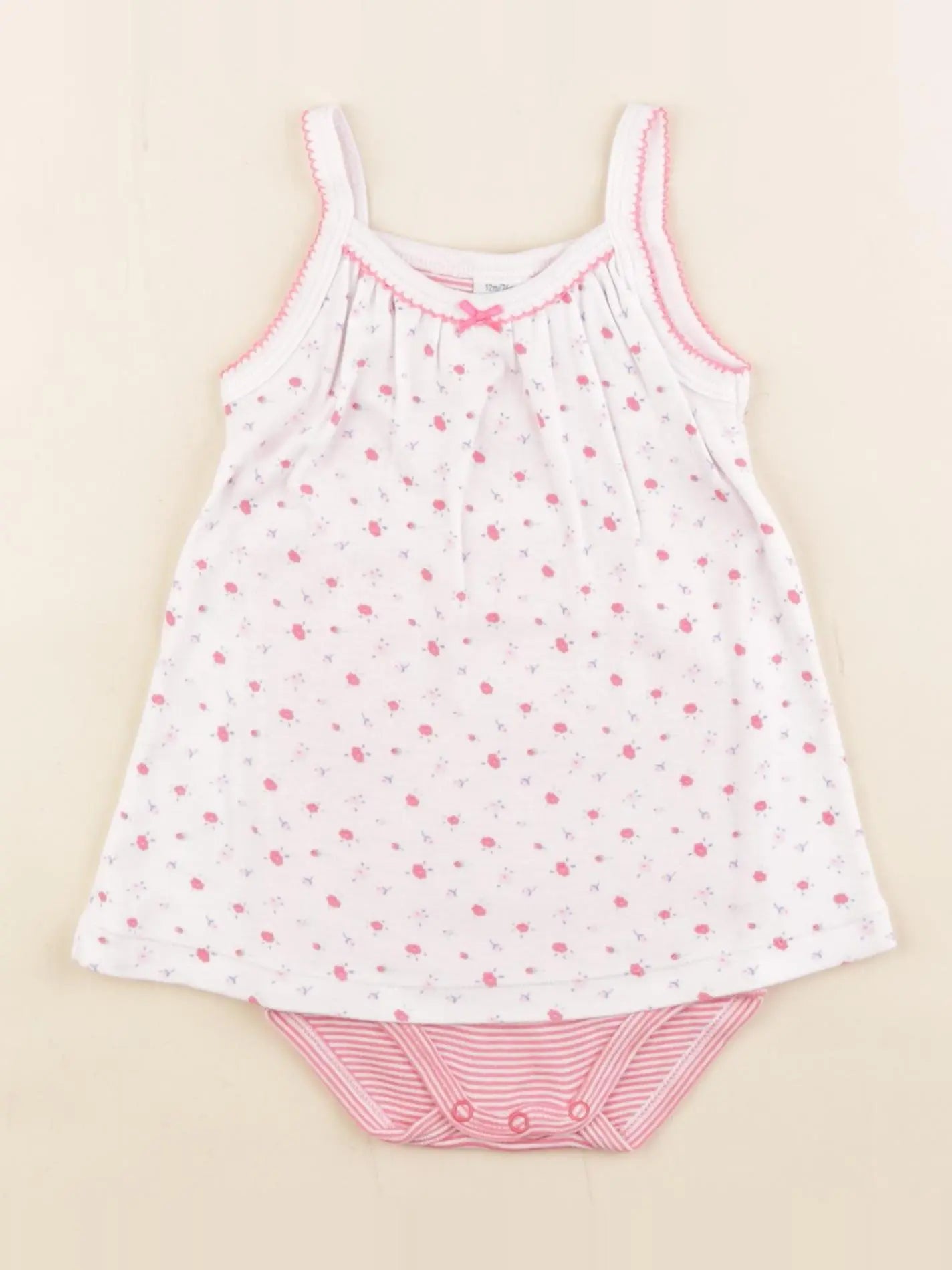 Petit Bateau - body robe rose - 12 mois
