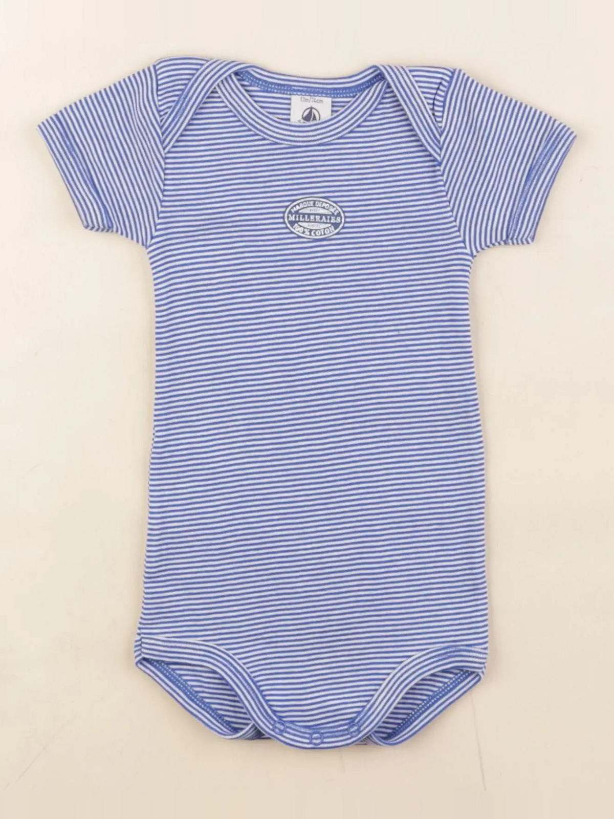 Petit Bateau - body bleu, blanc - 12 mois