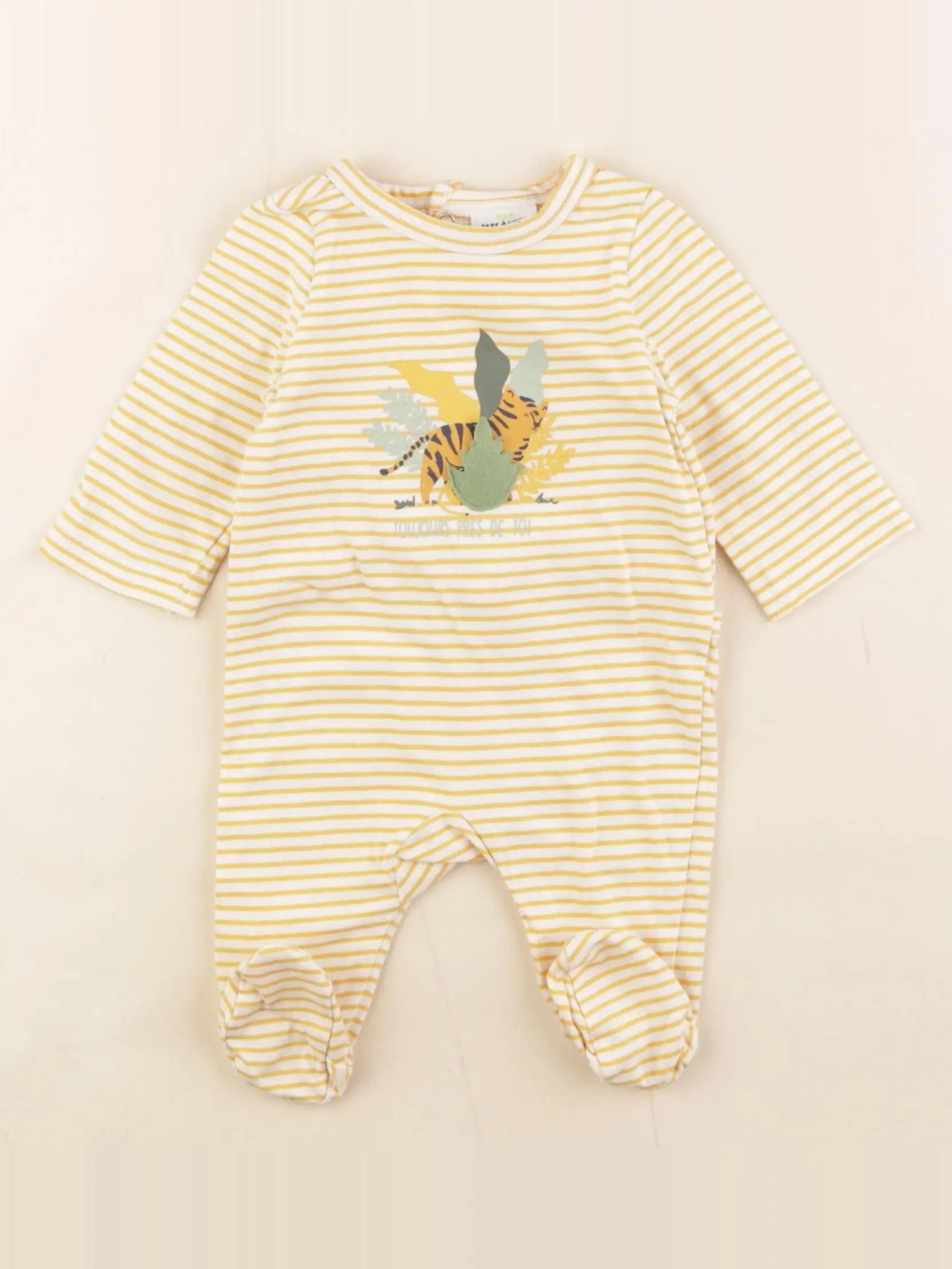 Tape à l'oeil - pyjama coton blanc, jaune - 1 mois