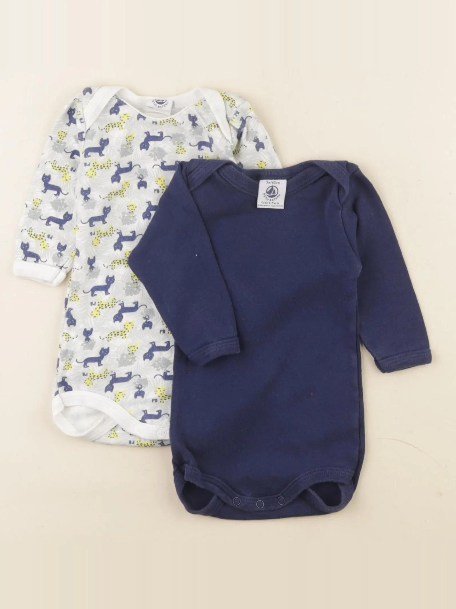 Petit Bateau - lot de 2 bodies en coton multicolore - 3 mois
