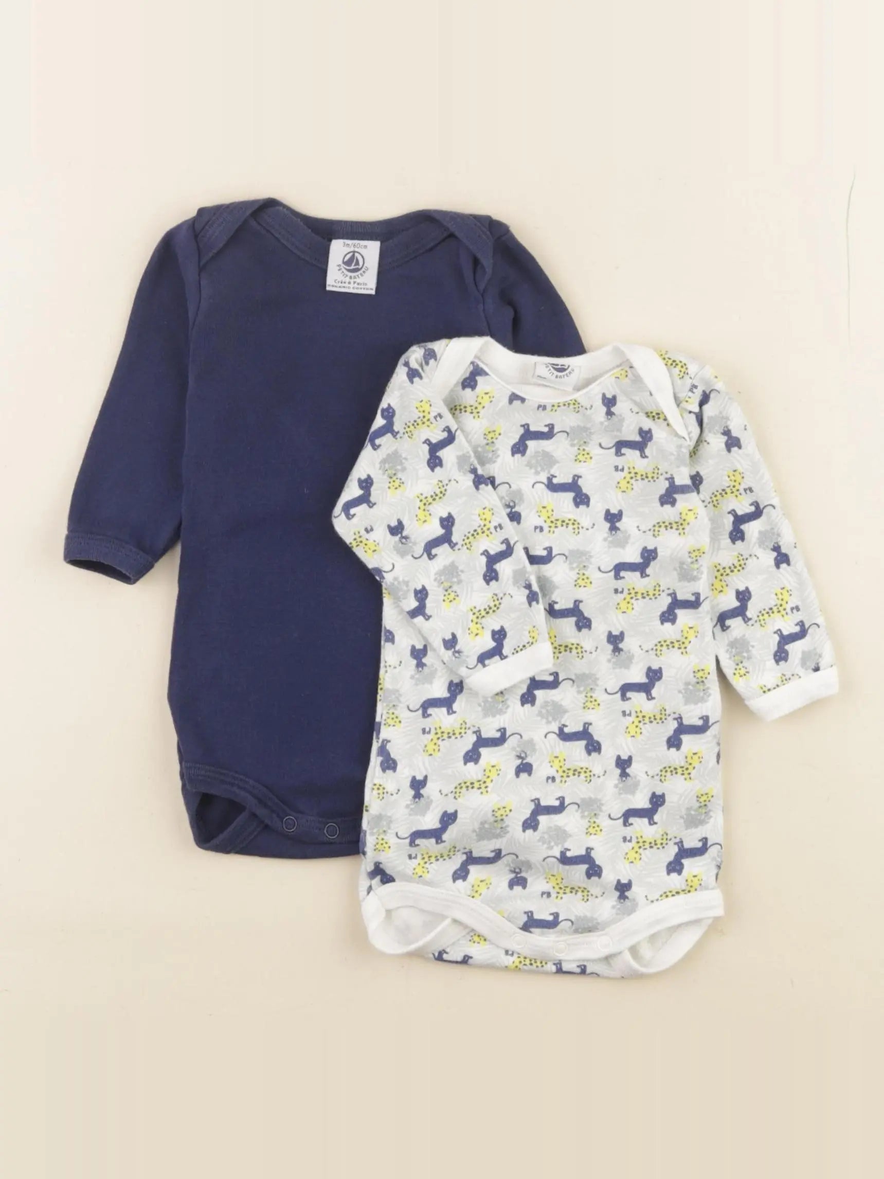 Petit Bateau - lot de 2 bodies en coton multicolore - 3 mois