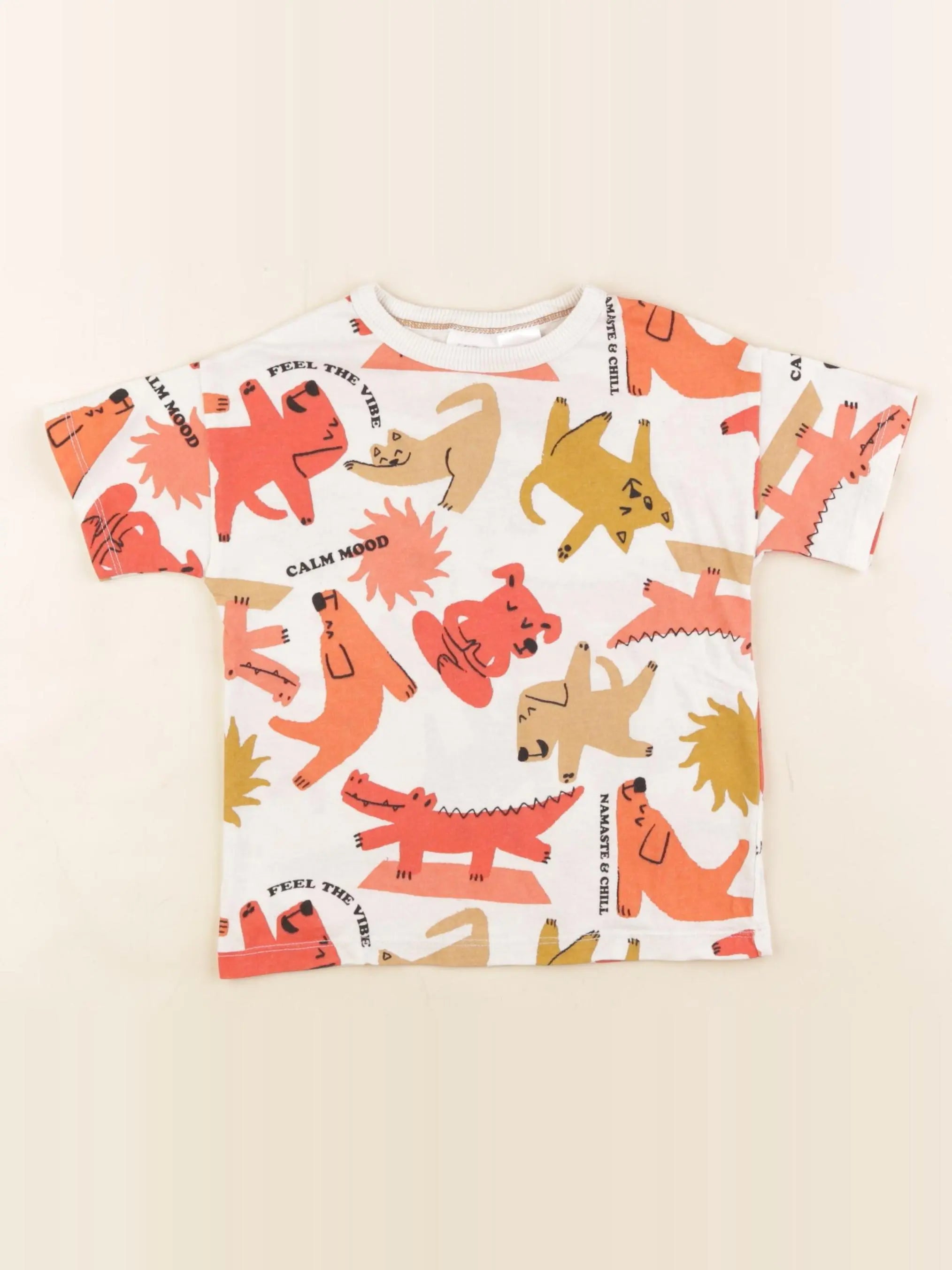 Zara - tee-shirt blanc, orange - 12/18 mois