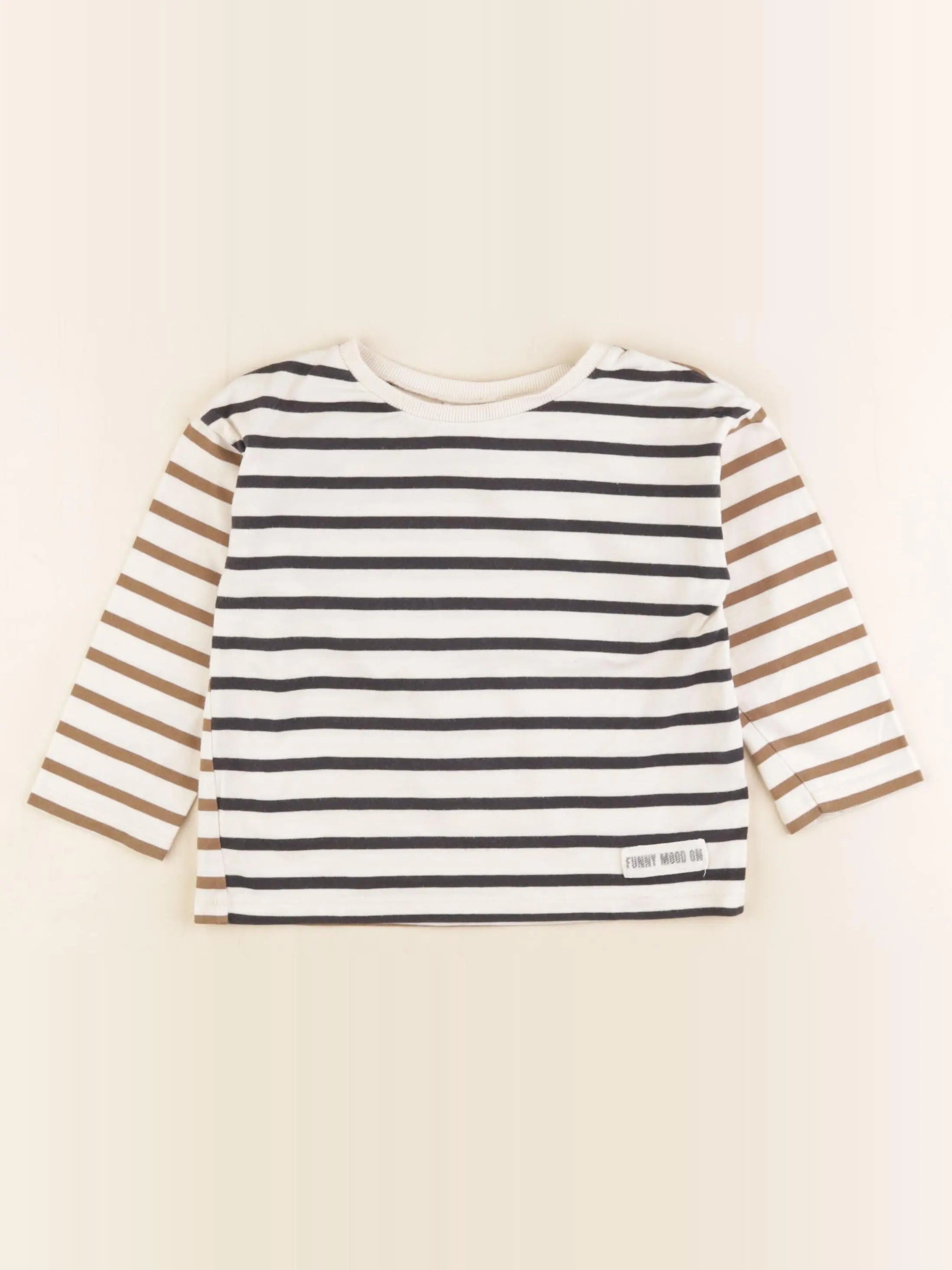 Zara - tee-shirt beige, bleu, marron - 18/24 mois