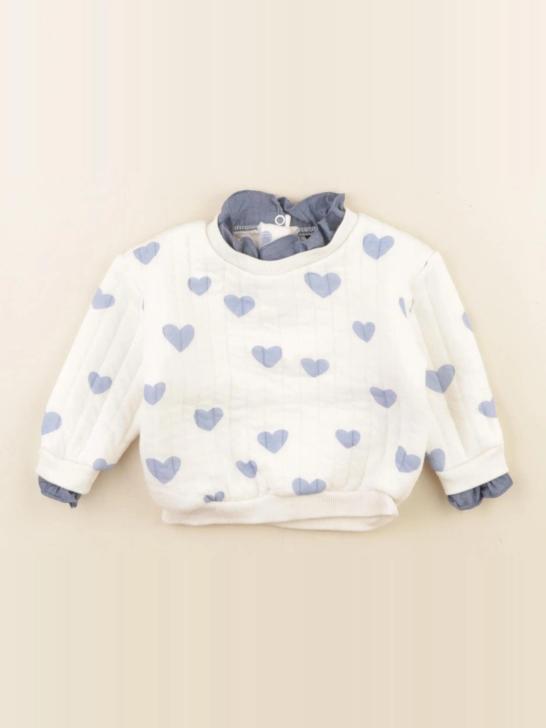 Tape à l'oeil - sweat blanc, bleu - 6 mois