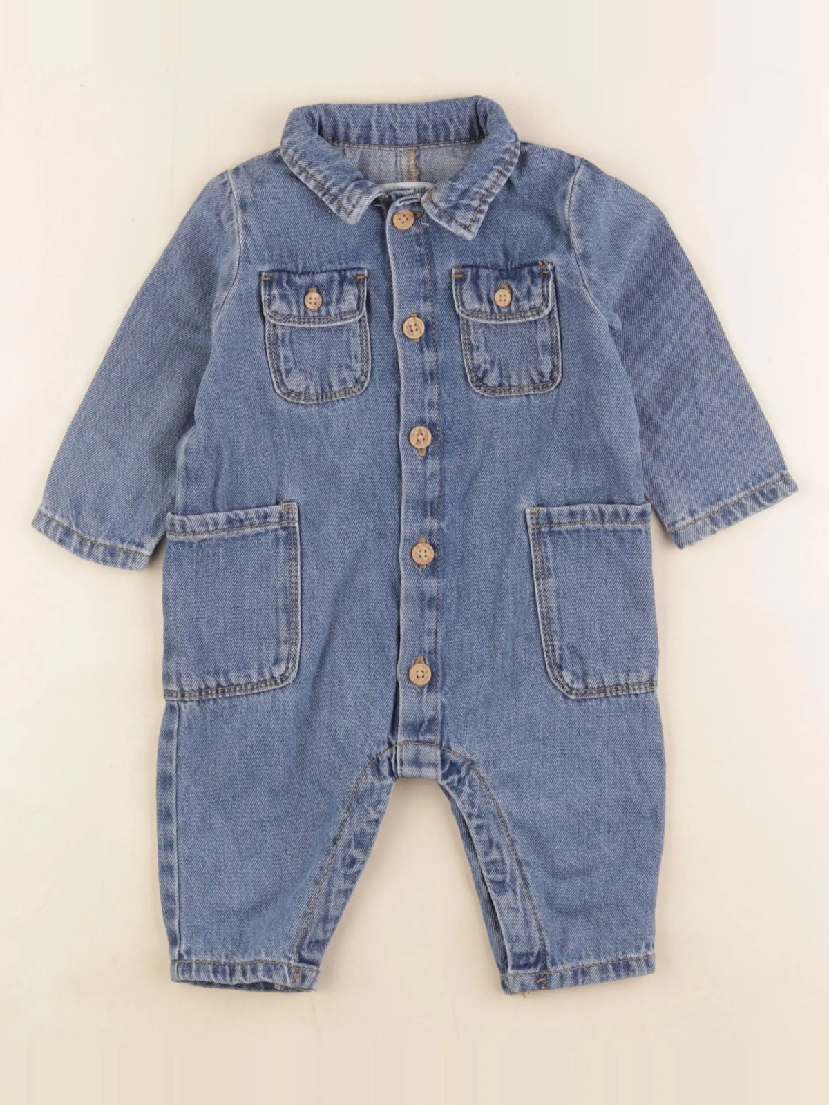 Vertbaudet - combinaison bleu - 6 mois