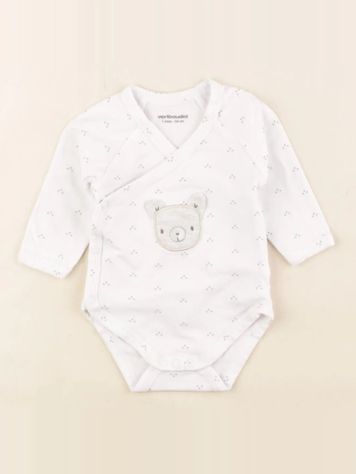 Vertbaudet - body blanc, vert - 1 mois