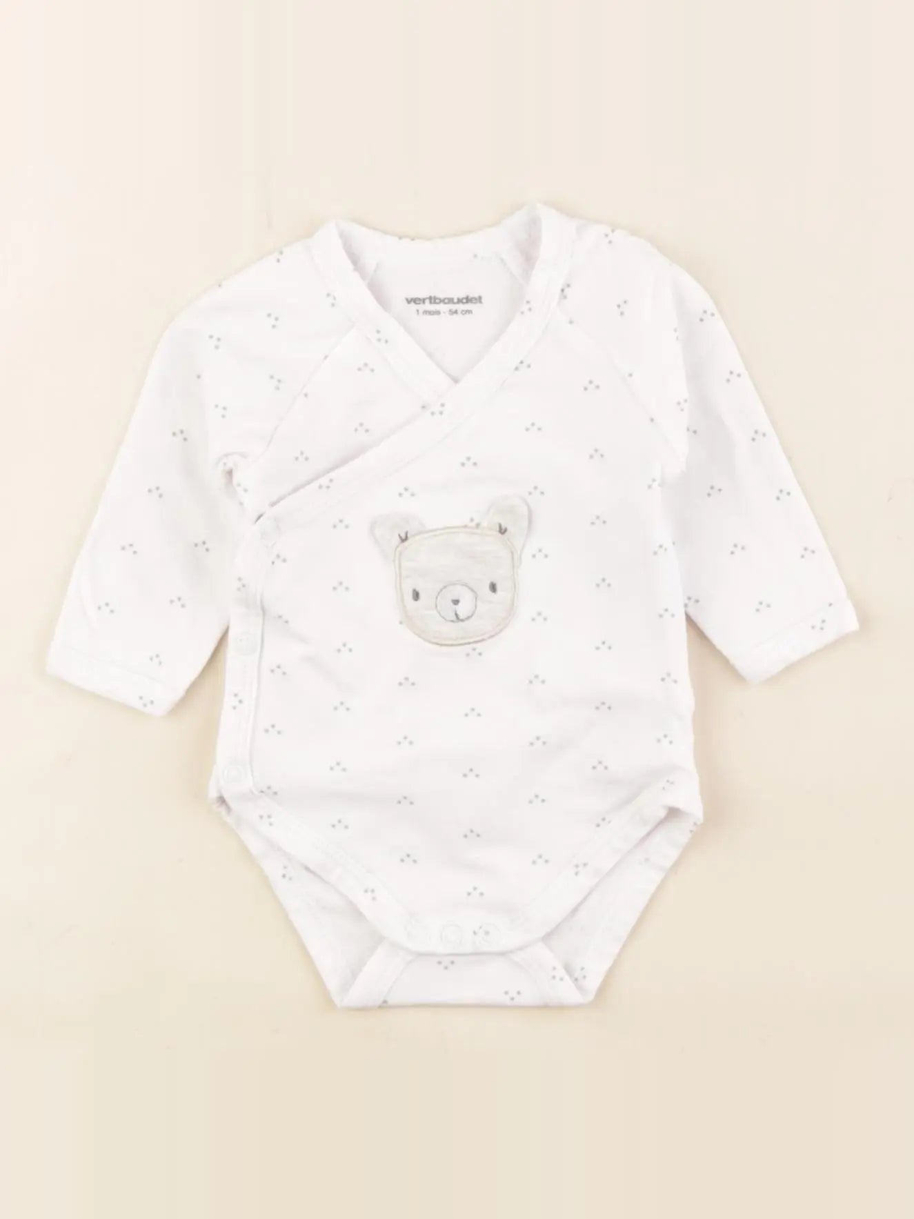 Vertbaudet - body blanc, vert - 1 mois