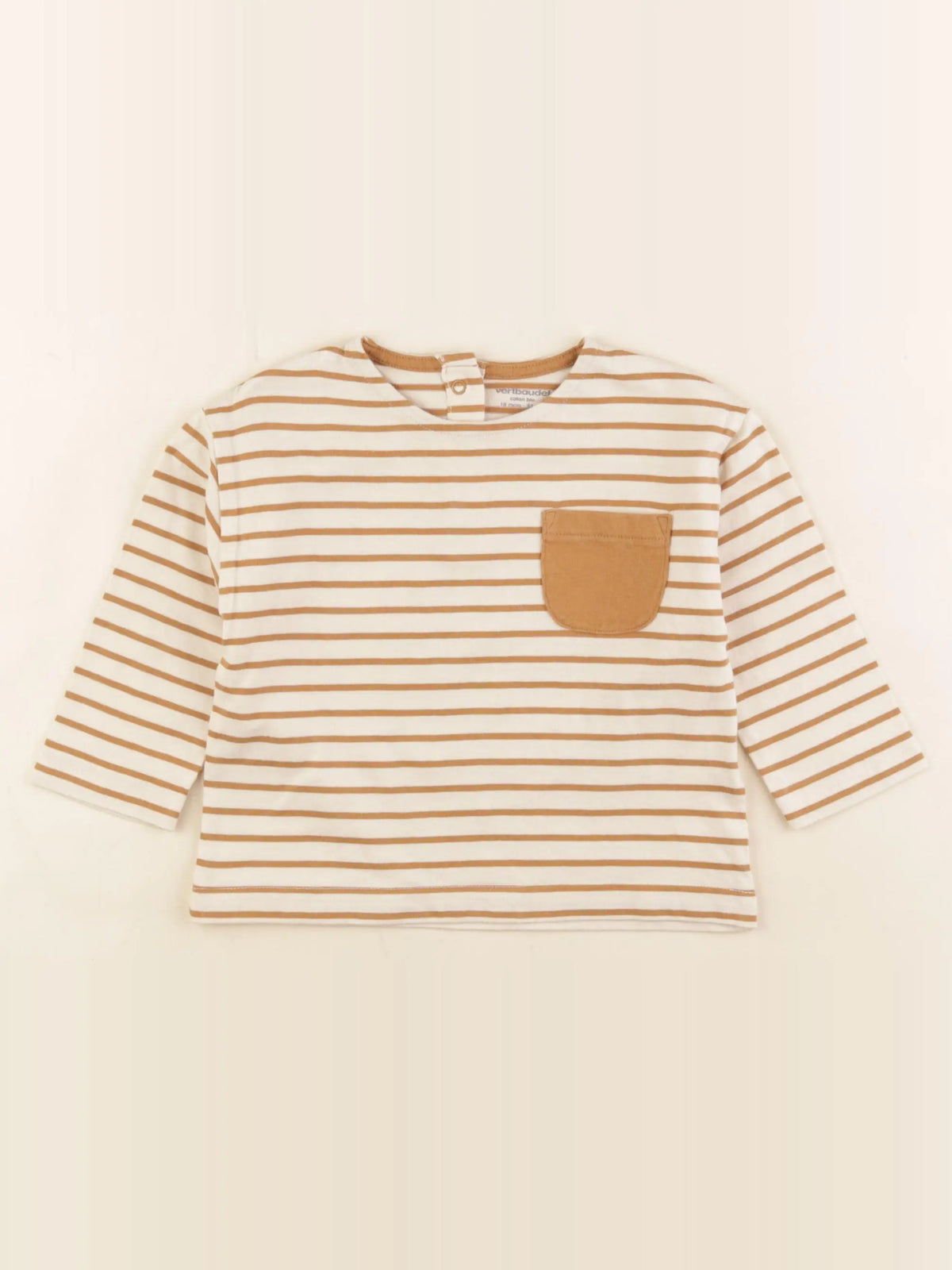 Vertbaudet - tee-shirt beige, marron - 18 mois