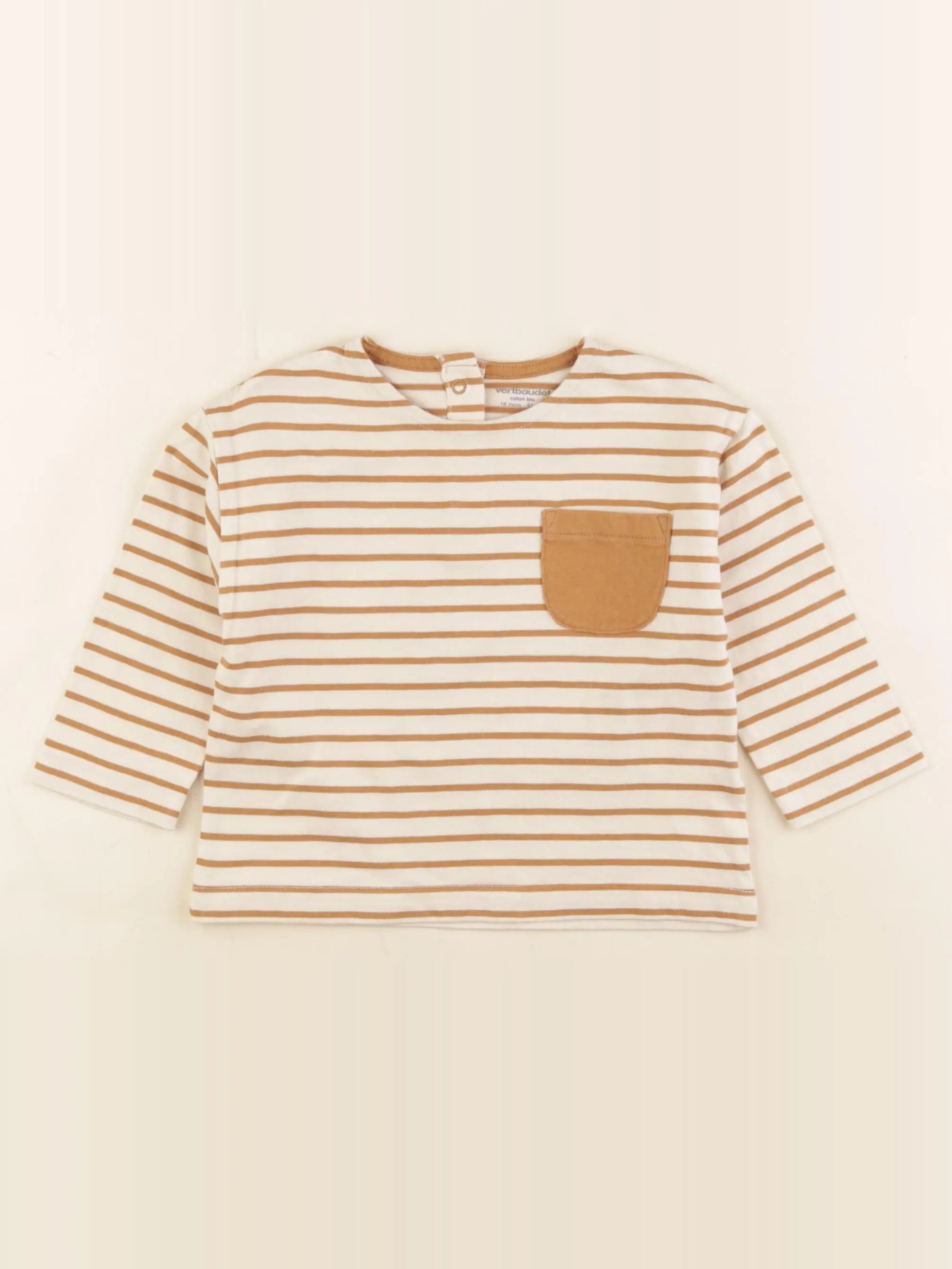 Vertbaudet - tee-shirt beige, marron - 18 mois