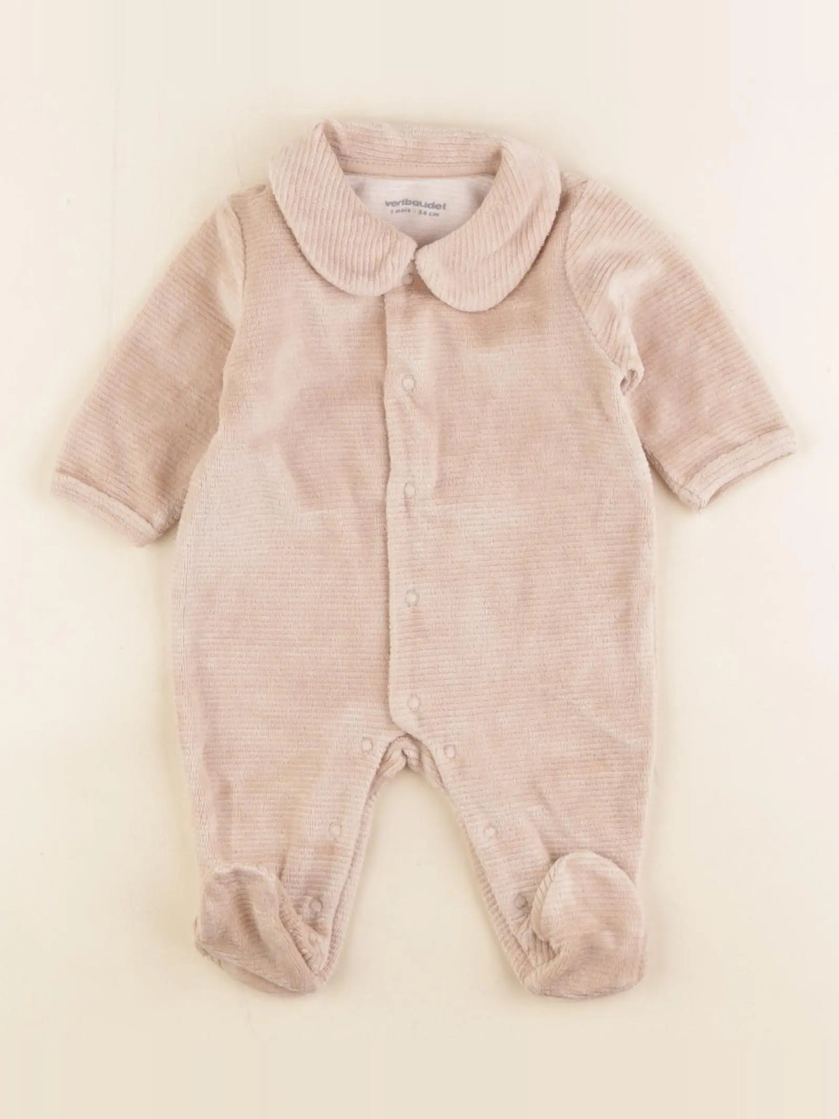 Vertbaudet - pyjama velours marron - 1 mois
