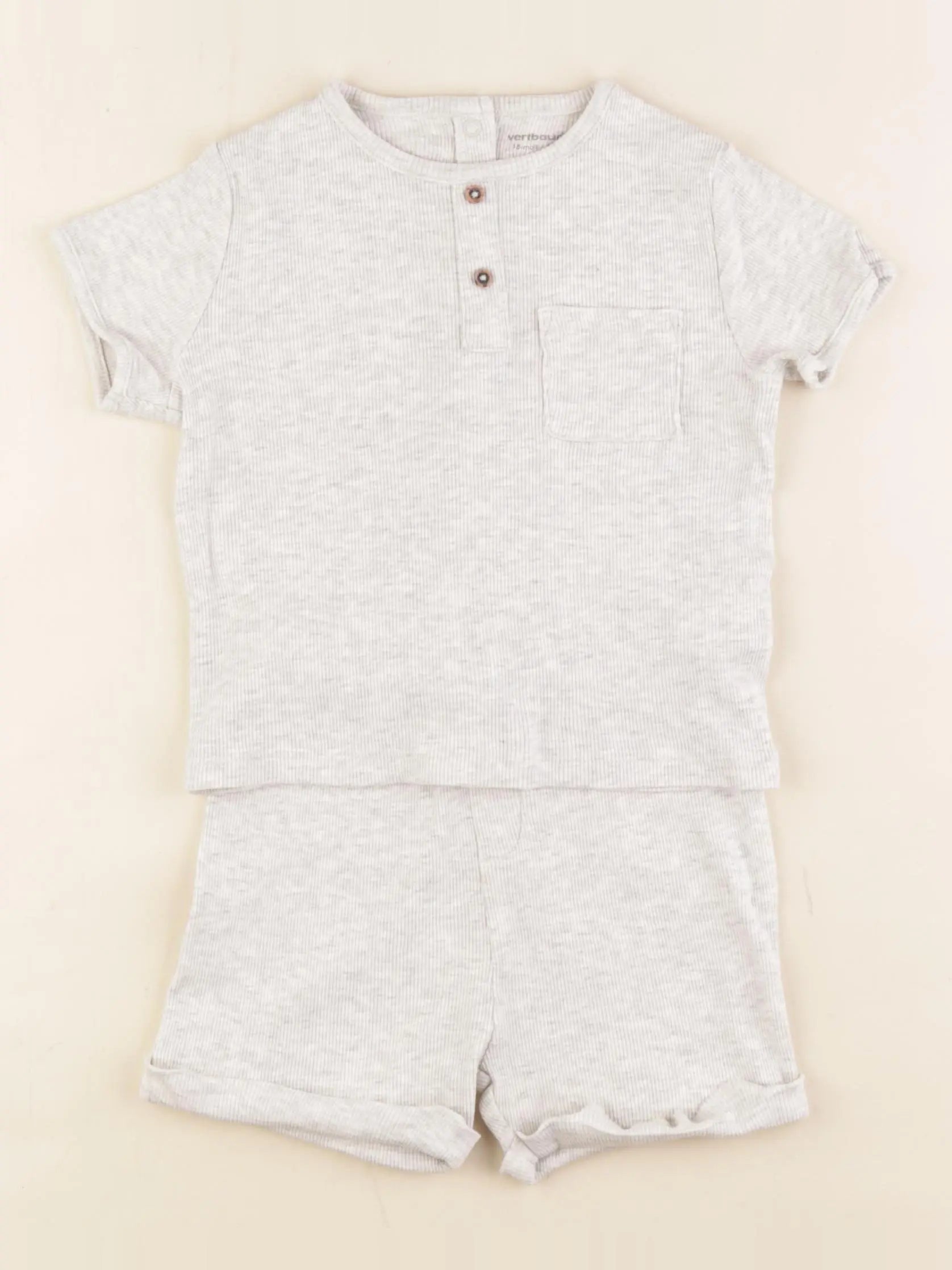 Vertbaudet - pyjama coton gris - 18 mois