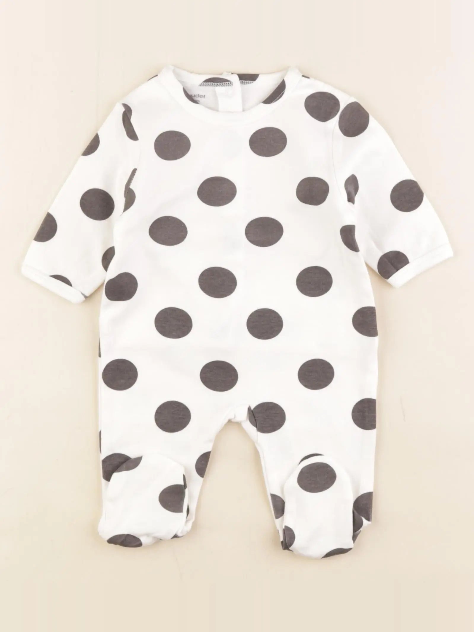 Vertbaudet - pyjama coton blanc, noir - 1 mois