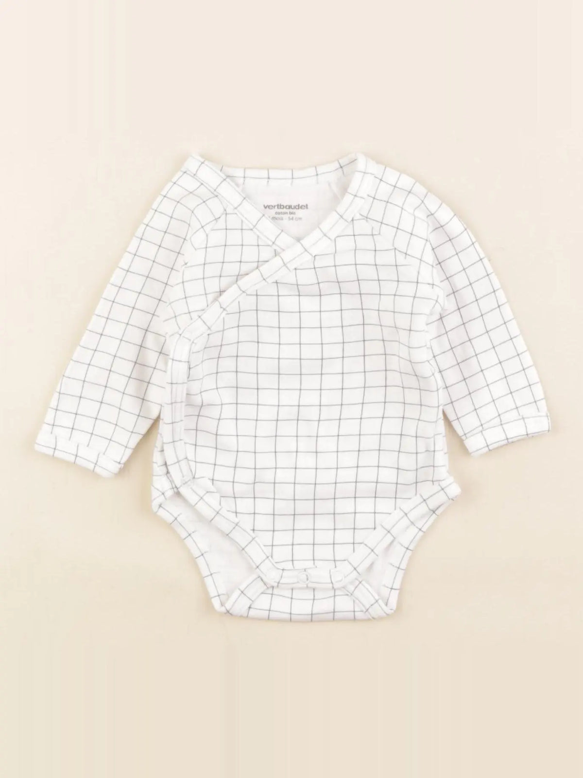 Vertbaudet - body blanc, bleu - 1 mois