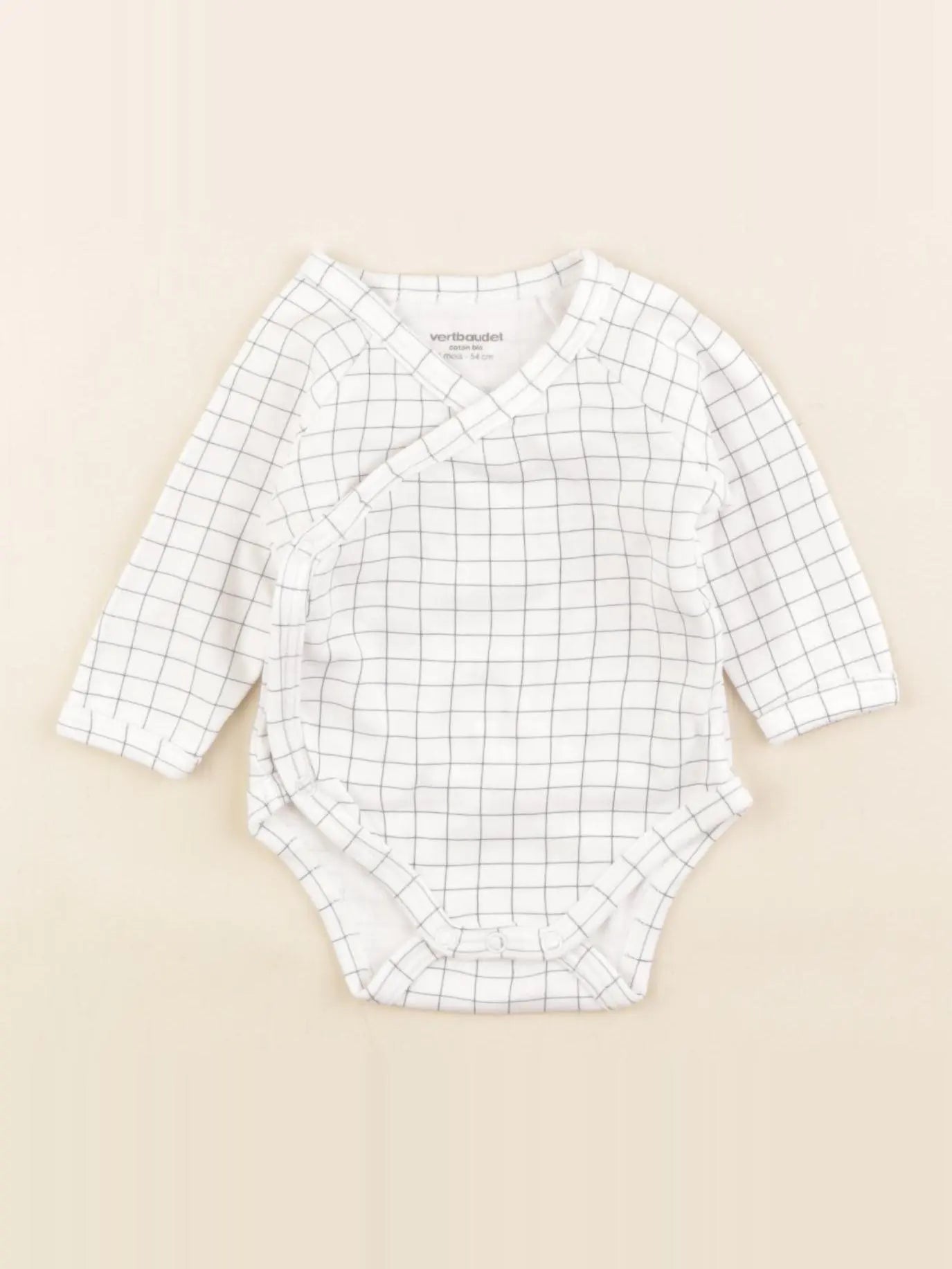 Vertbaudet - body blanc, bleu - 1 mois