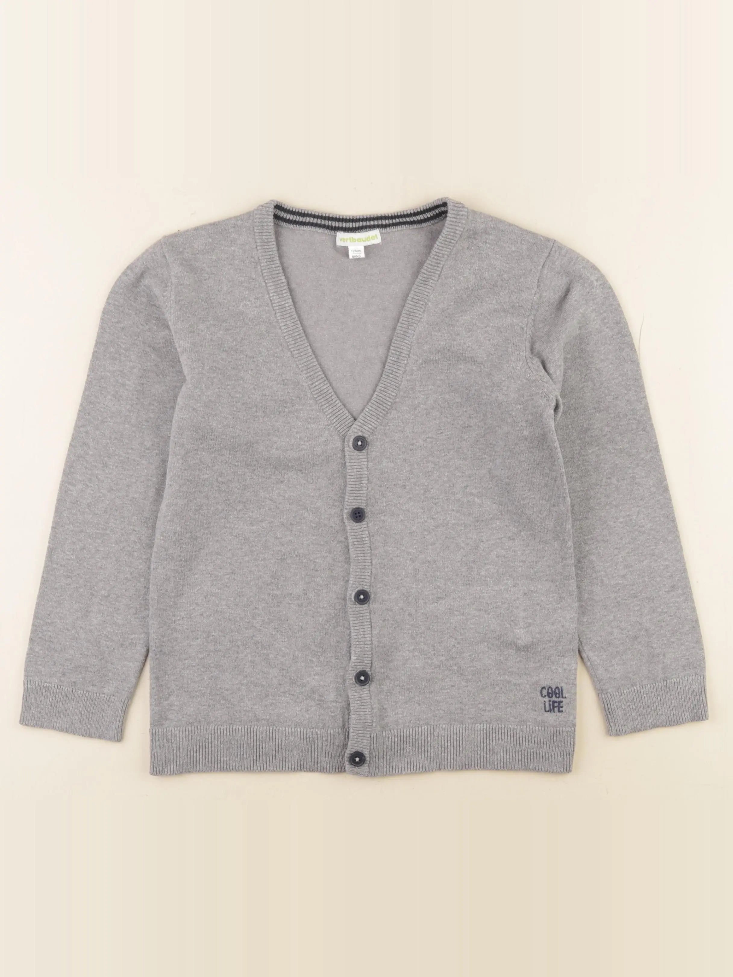 Vertbaudet - gilet gris - 8 ans