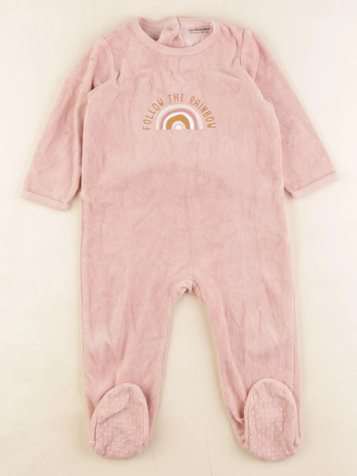 Vertbaudet - pyjama velours rose - 18 mois