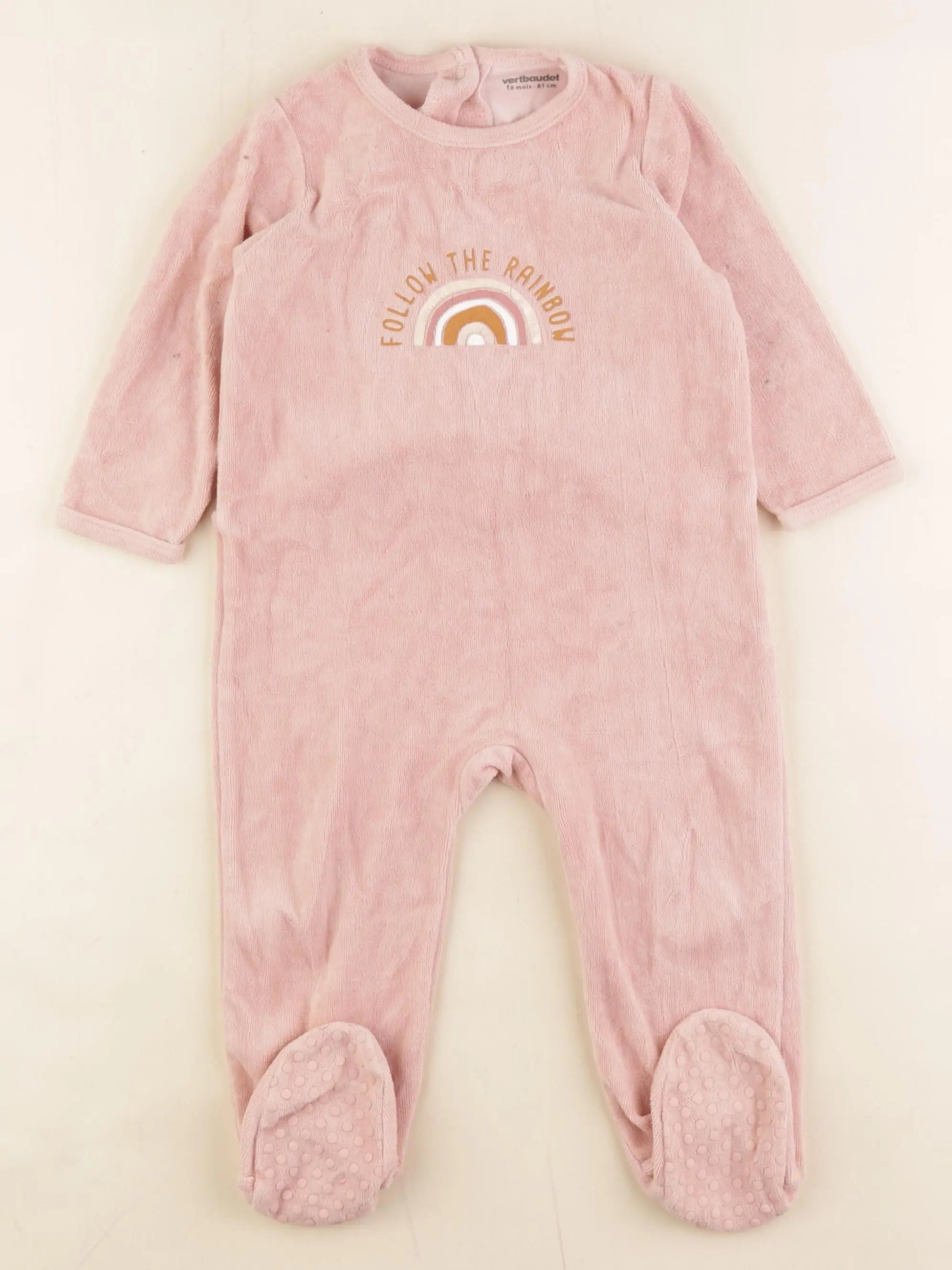 Vertbaudet - pyjama velours rose - 18 mois