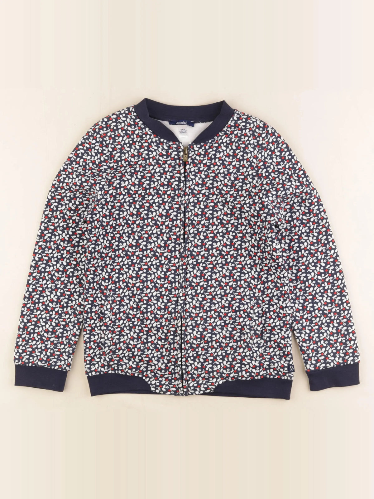 Okaidi - sweat bleu, blanc - 8 ans