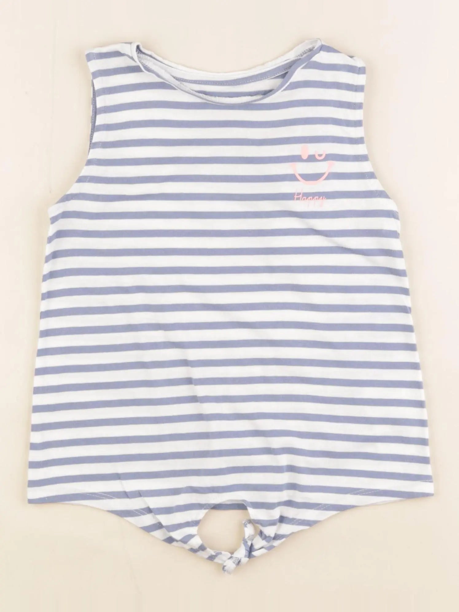 Vertbaudet - débardeur blanc, bleu - 6 ans