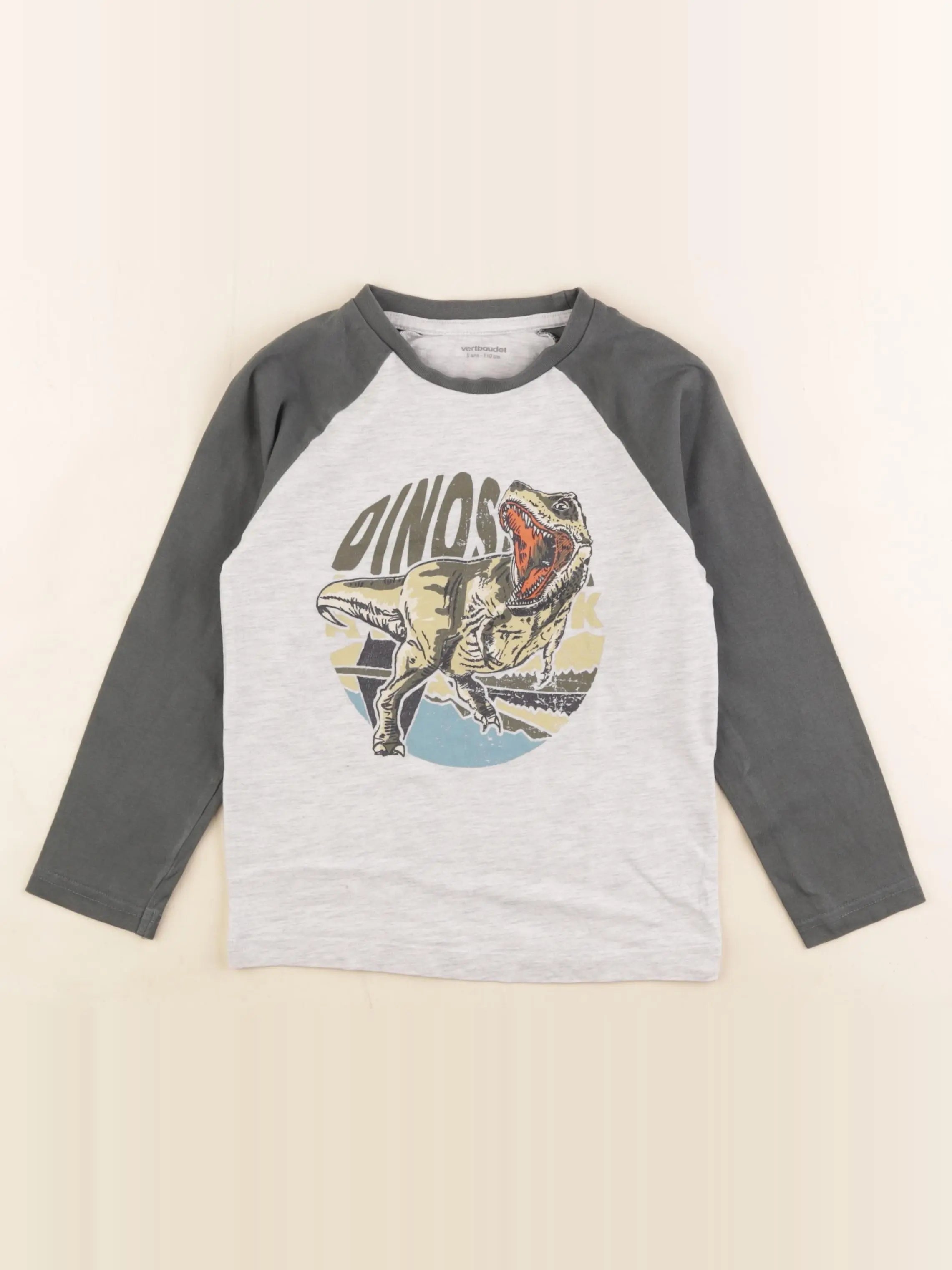 Vertbaudet - tee-shirt vert, gris - 5 ans