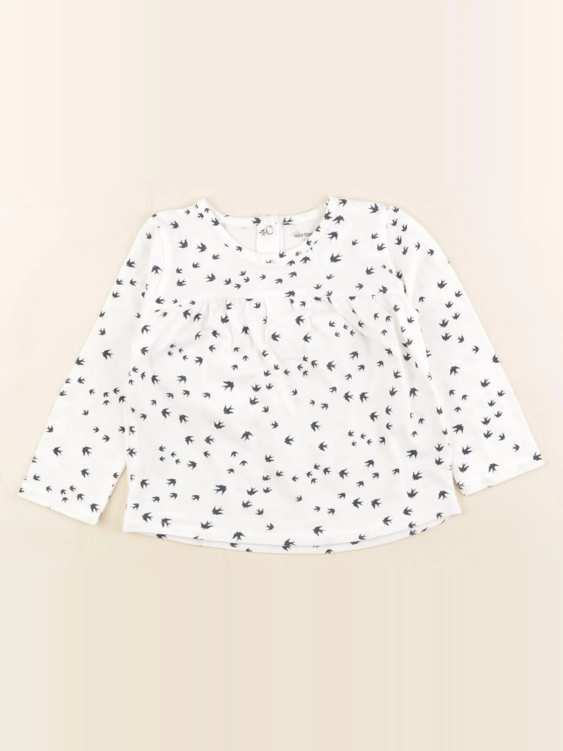 Vertbaudet - tee-shirt blanc, bleu - 12 mois