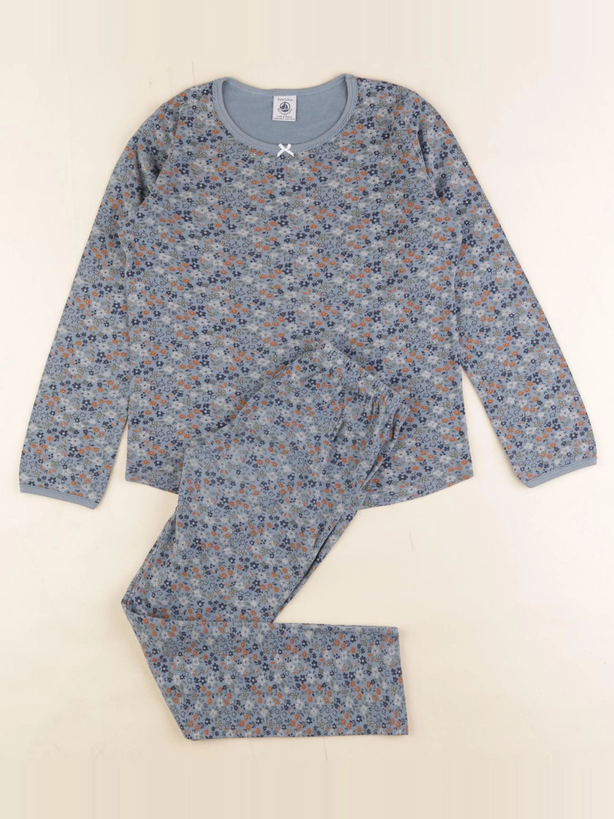 Petit Bateau - pyjama coton beige, bleu - 8 ans