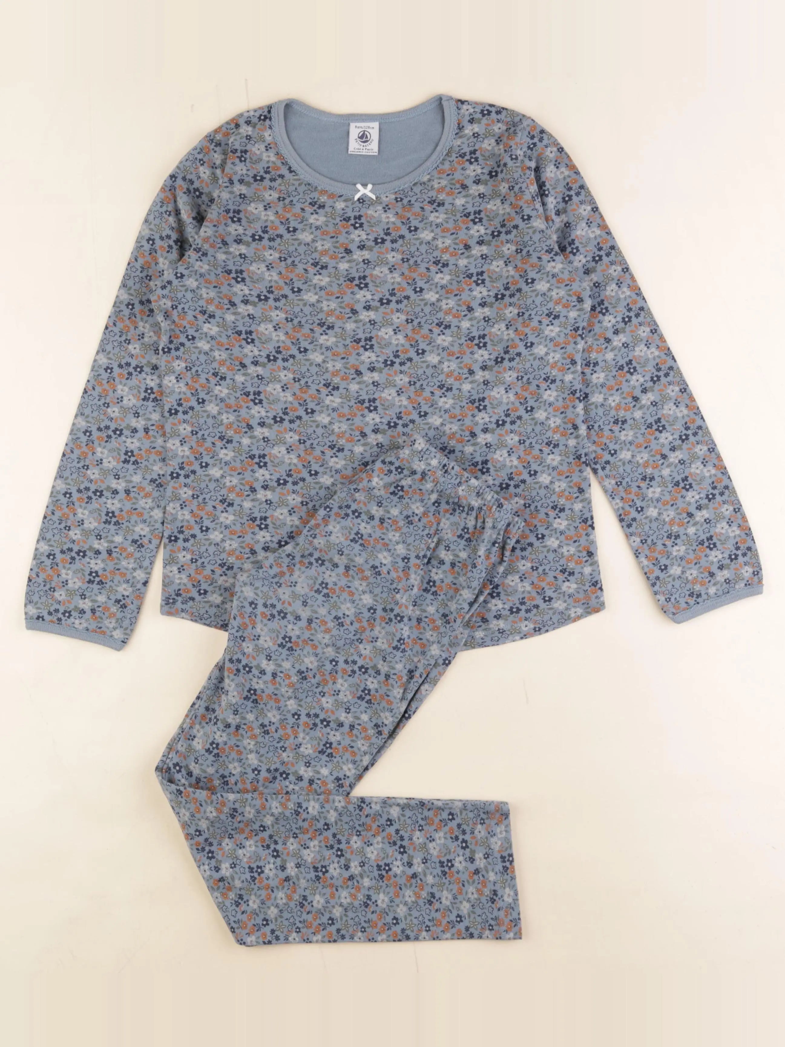 Petit Bateau - pyjama coton beige, bleu - 8 ans