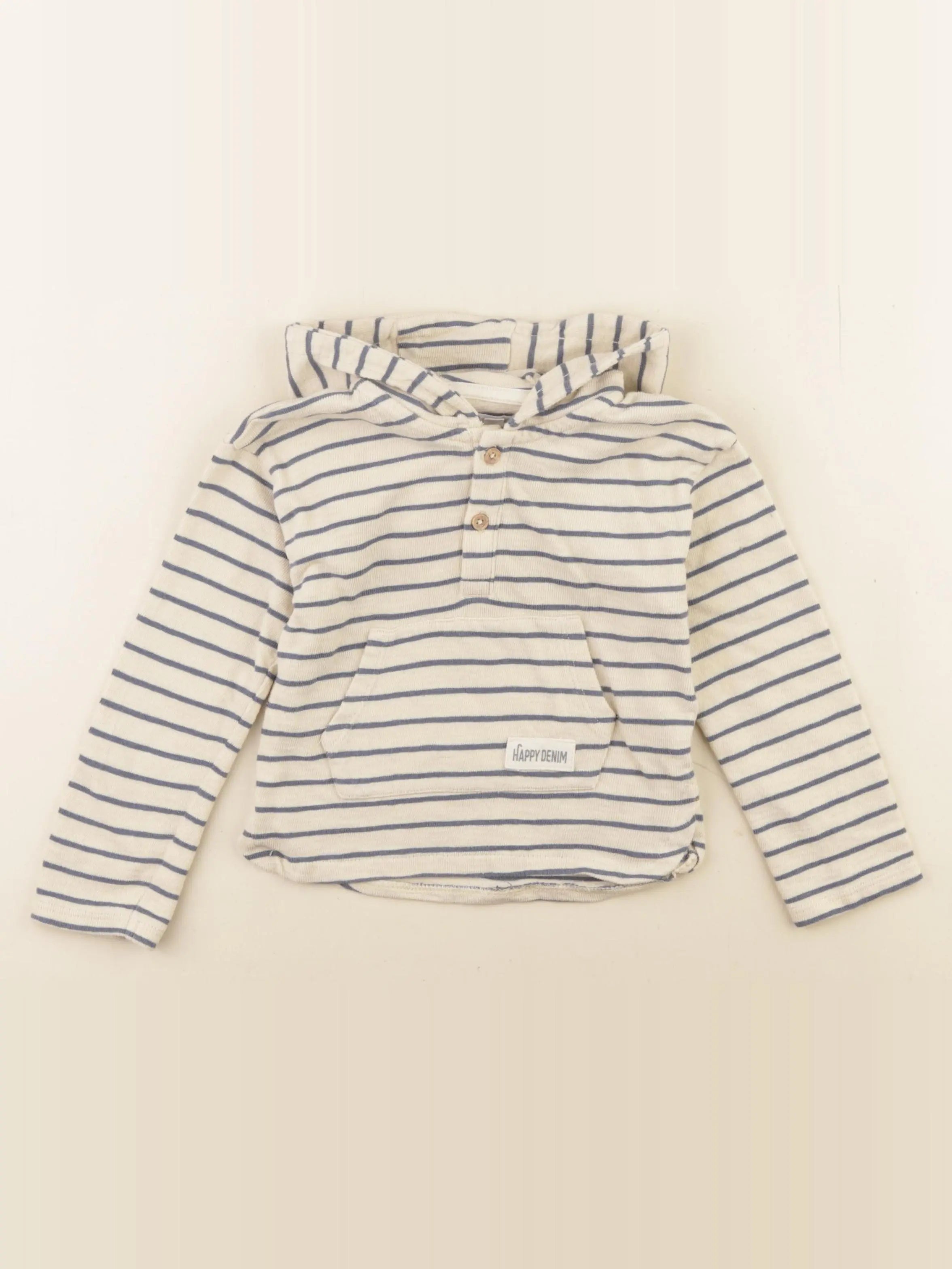 Vertbaudet - sweat beige, bleu - 36 mois