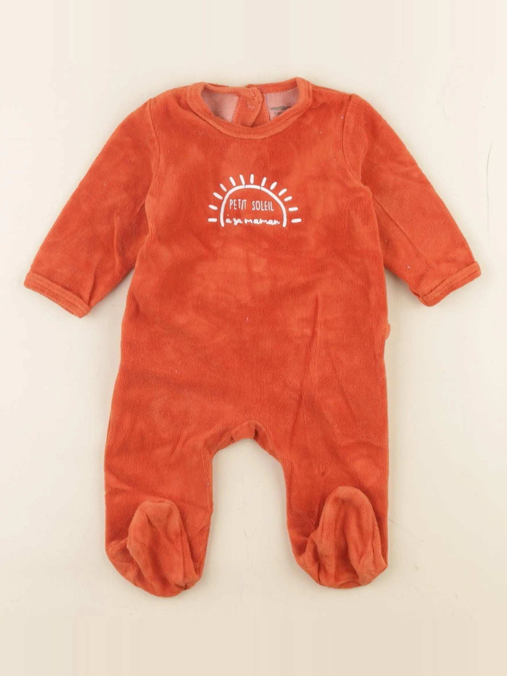 Vertbaudet - pyjama velours orange - 3 mois