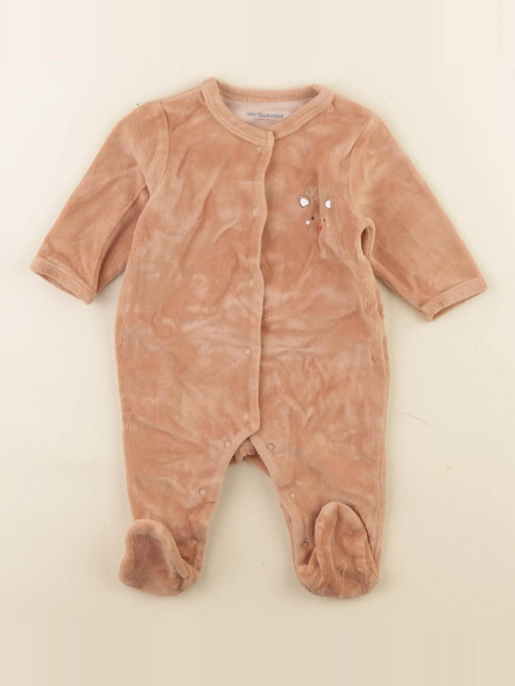 Vertbaudet - pyjama velours marron - 3 mois