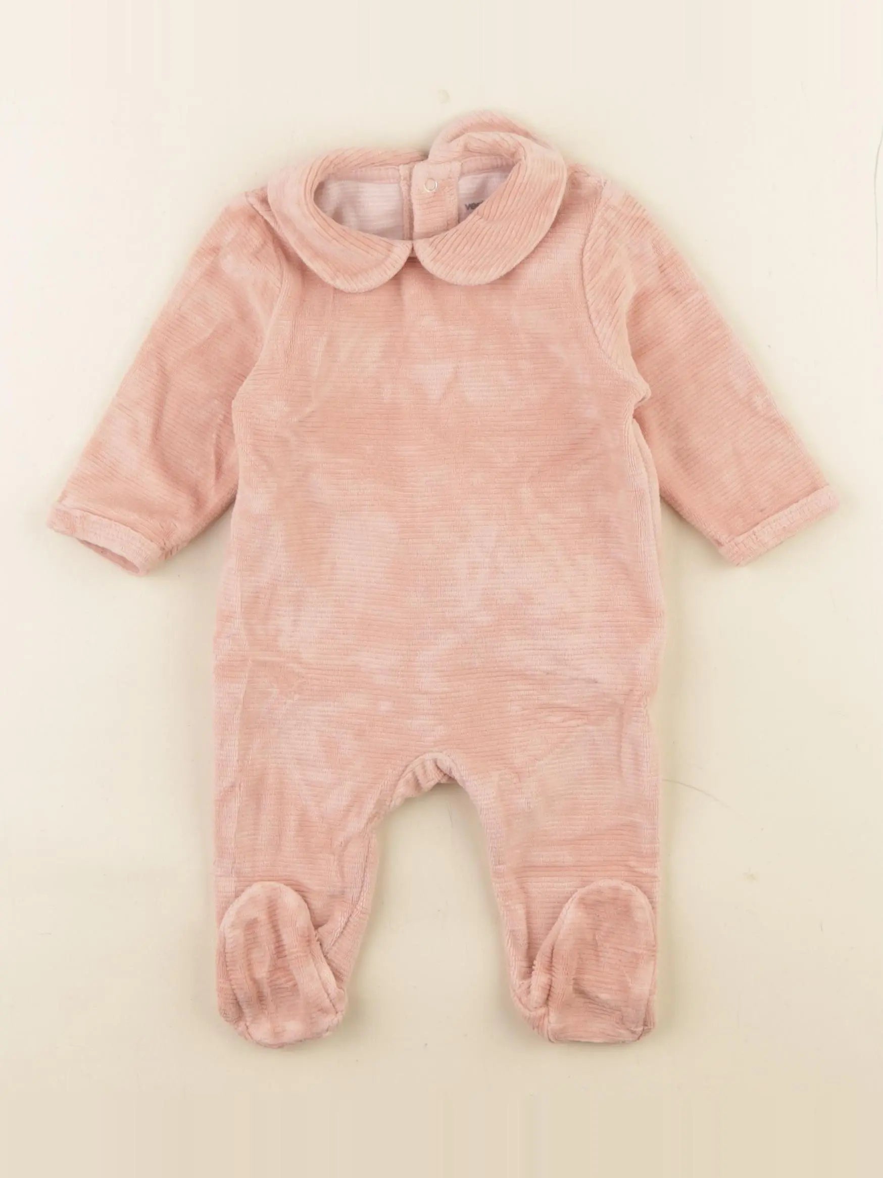 Vertbaudet - pyjama velours rose - 3 mois