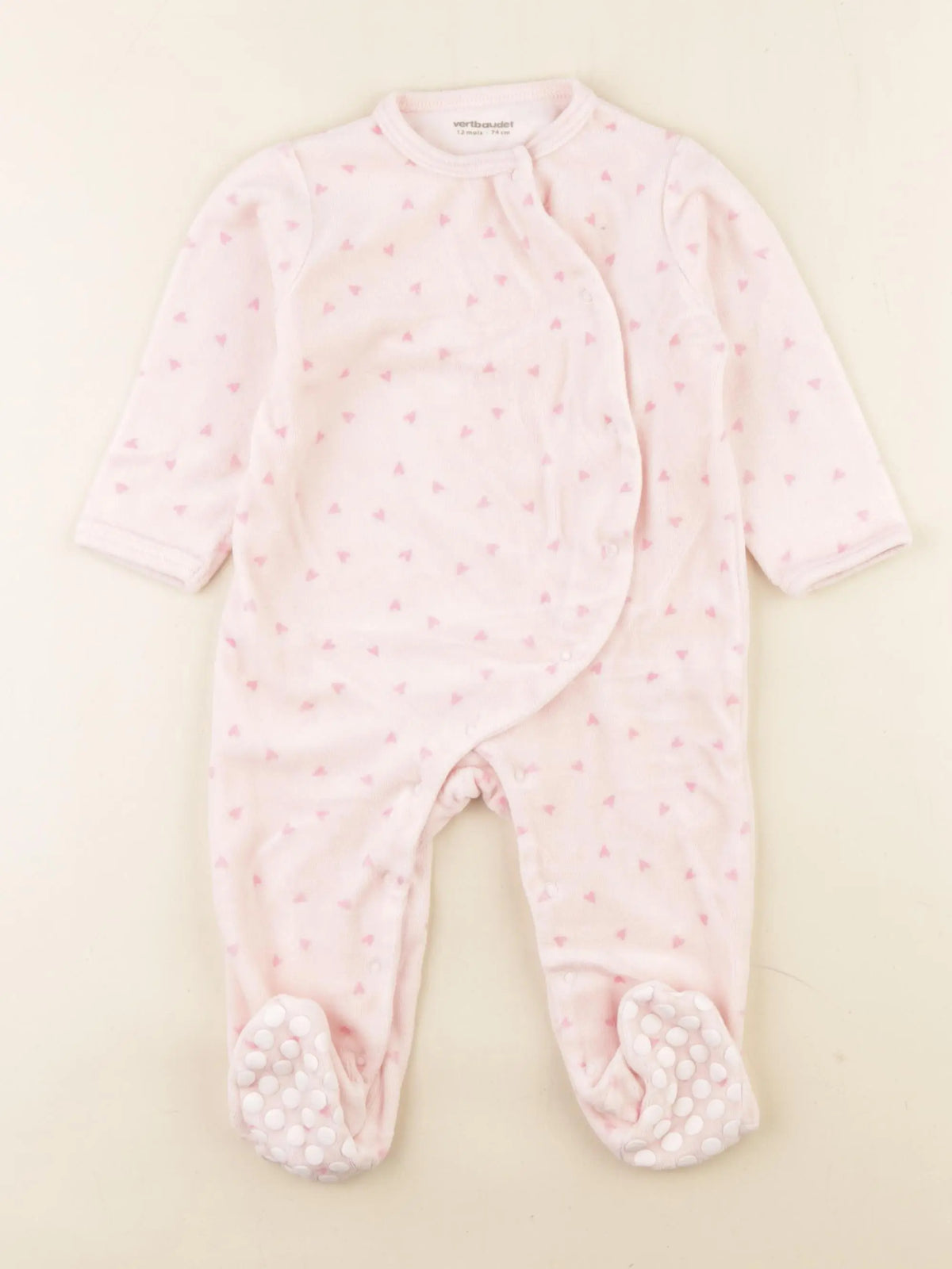 Vertbaudet - pyjama velours rose - 12 mois