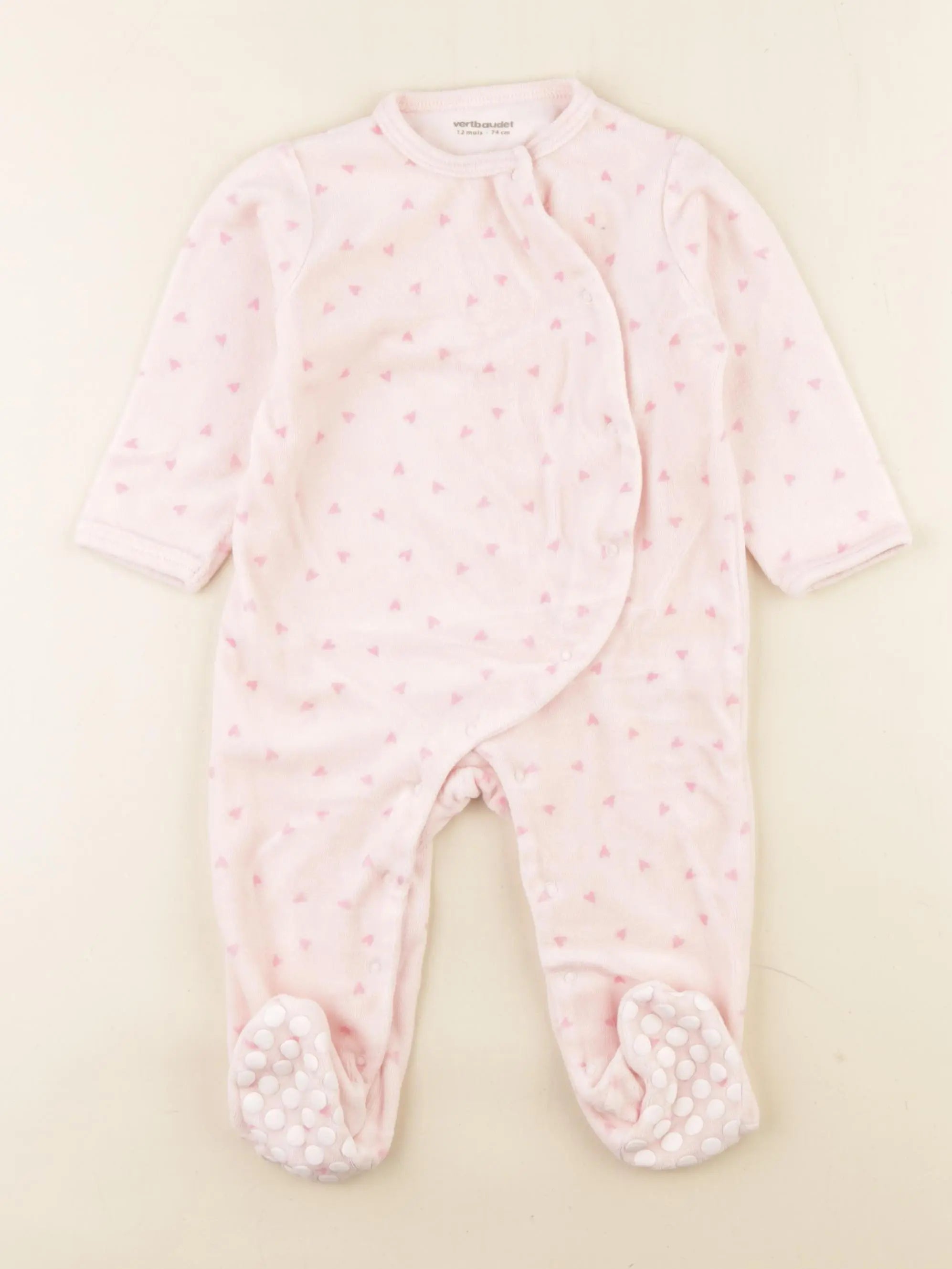 Vertbaudet - pyjama velours rose - 12 mois