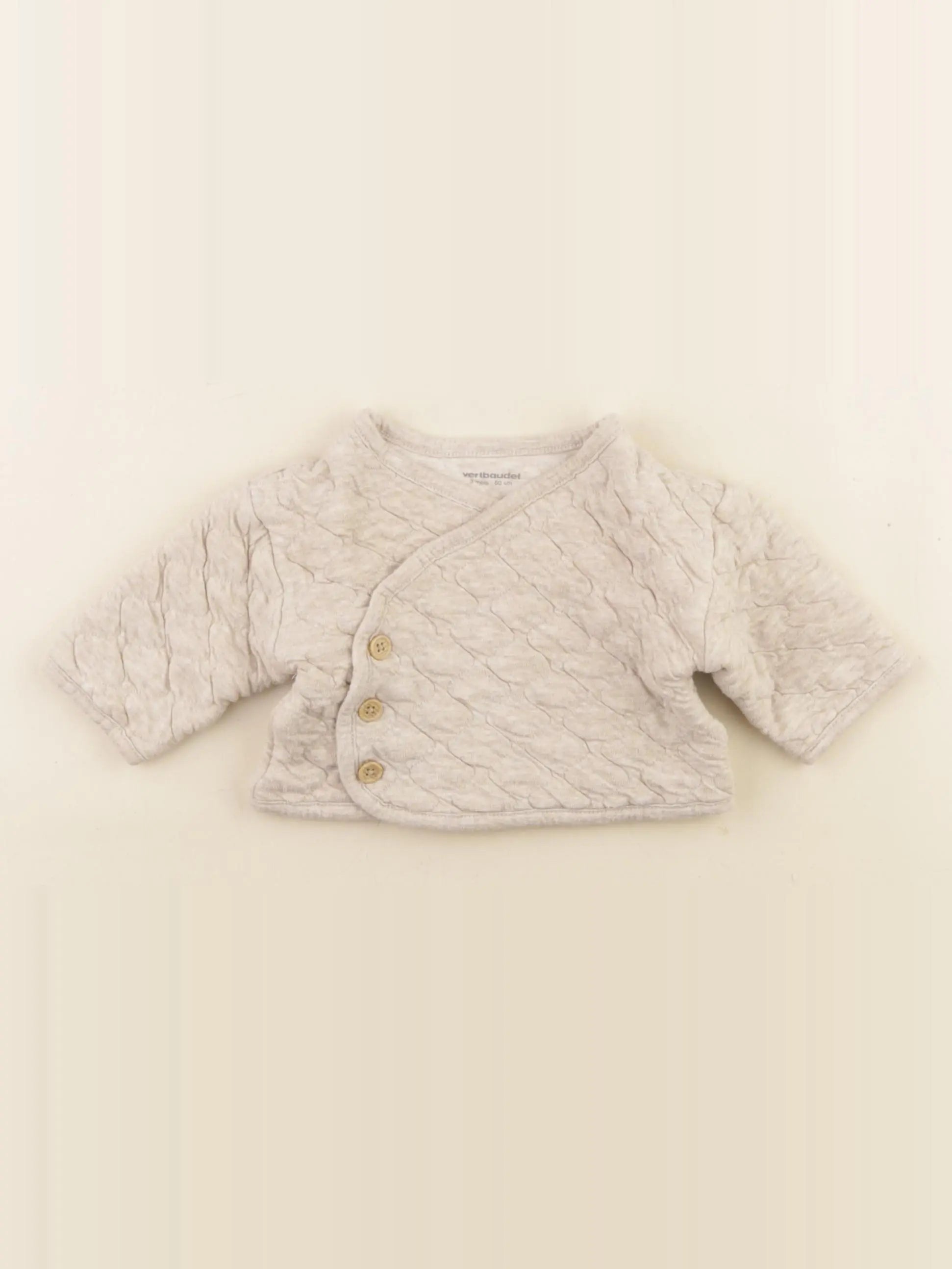 Vertbaudet - sweat beige - 3 mois