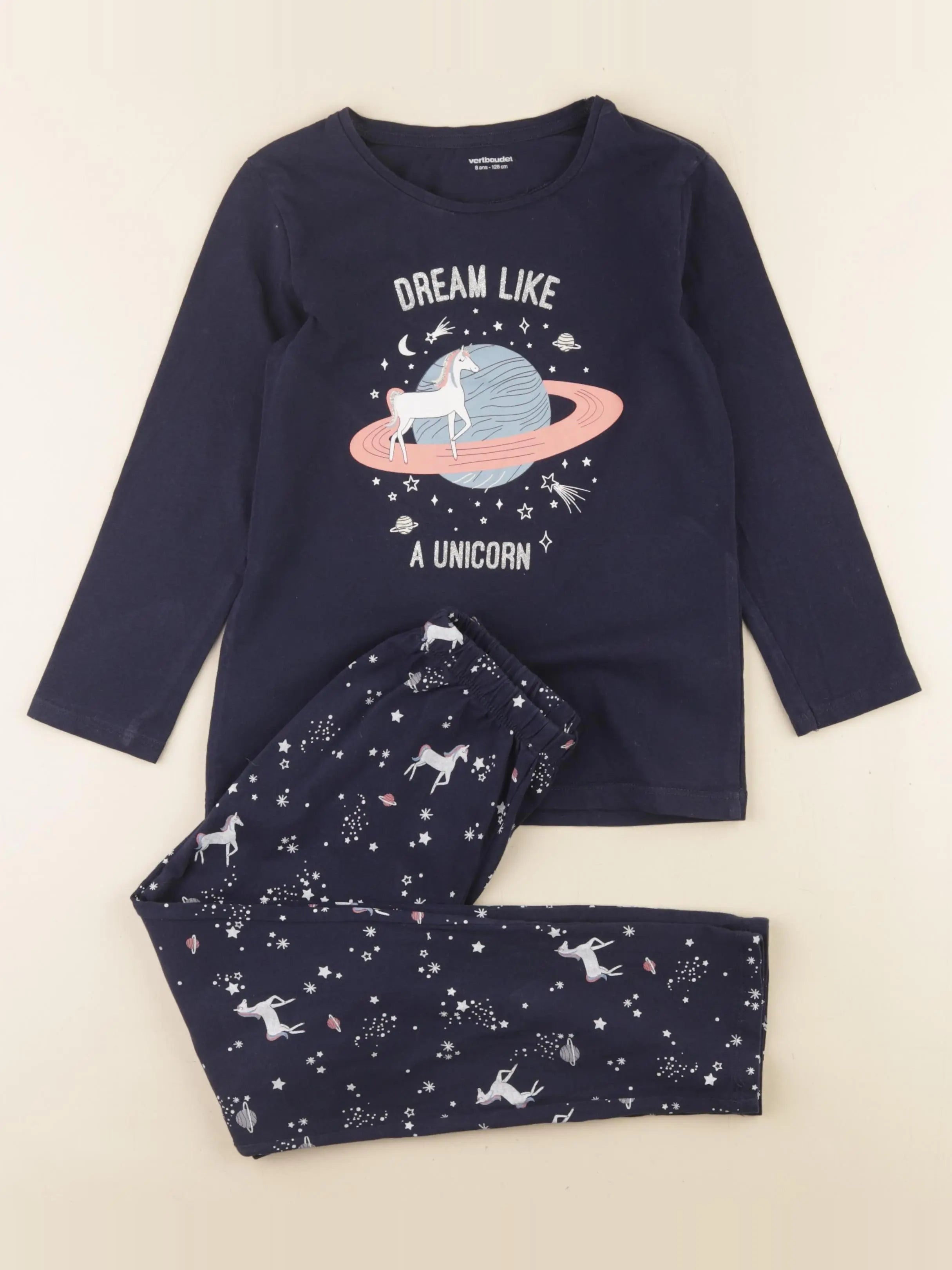 Vertbaudet - pyjama coton bleu - 8 ans