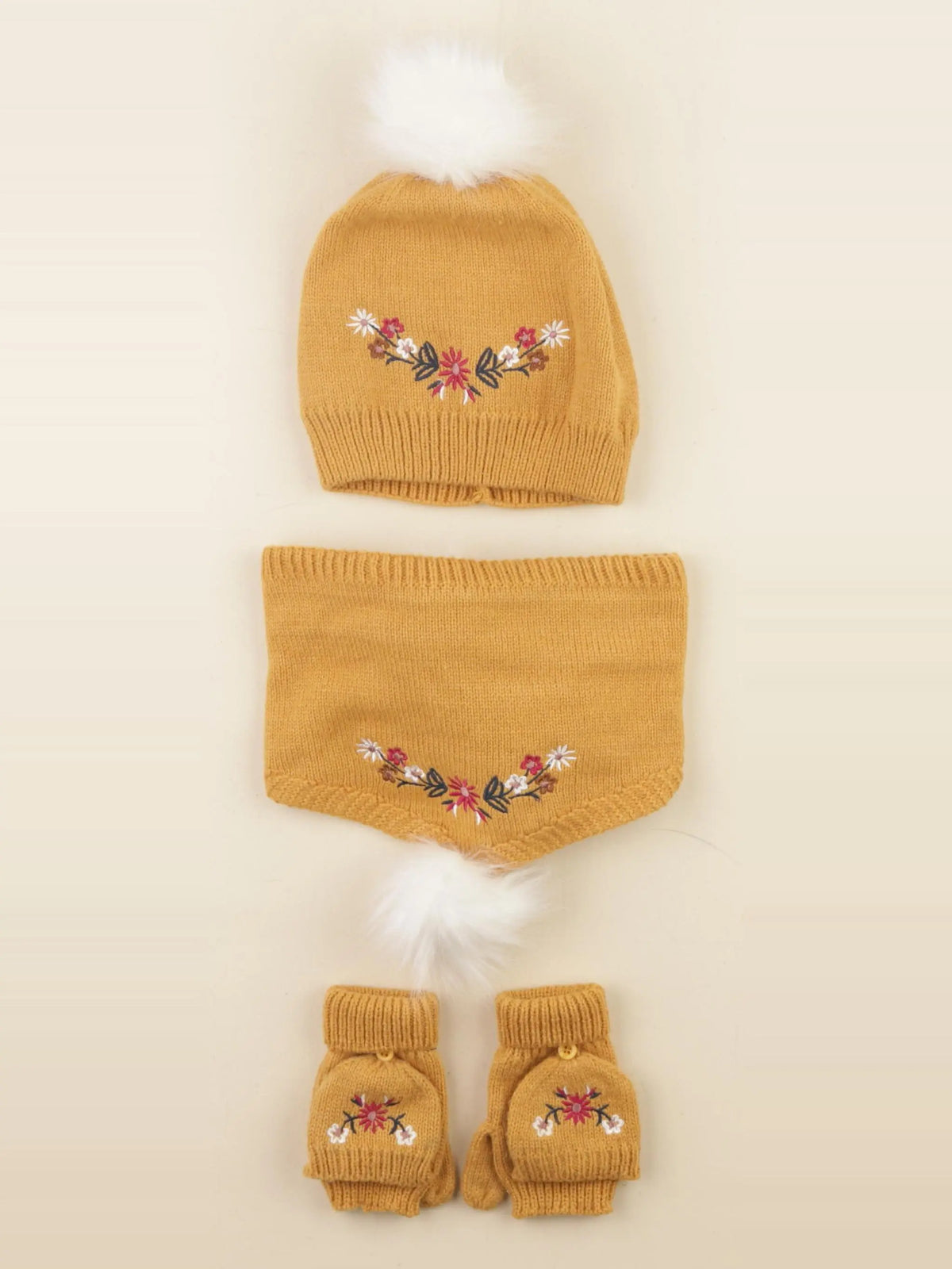 Vertbaudet - ensemble bonnet/moufles/tour de cou jaune - 4/6 ans