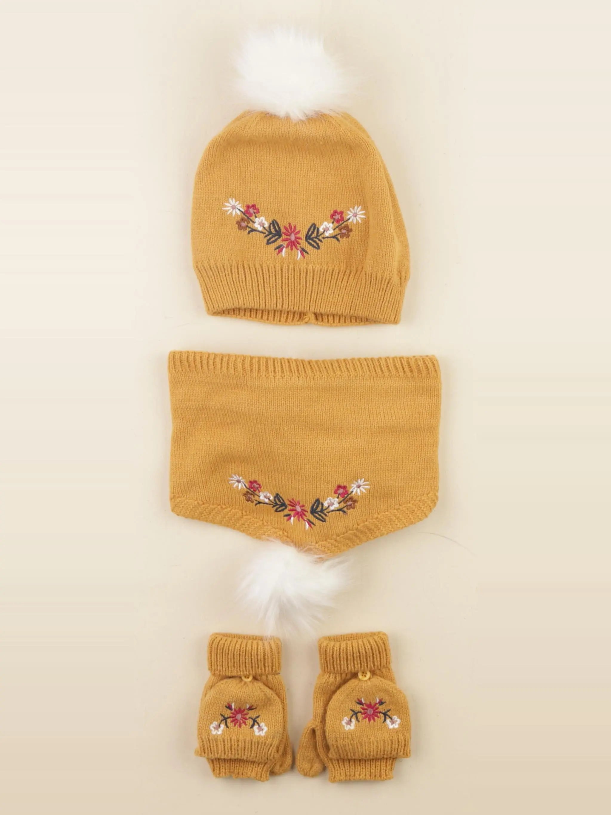 Vertbaudet - ensemble bonnet/moufles/tour de cou jaune - 4/6 ans