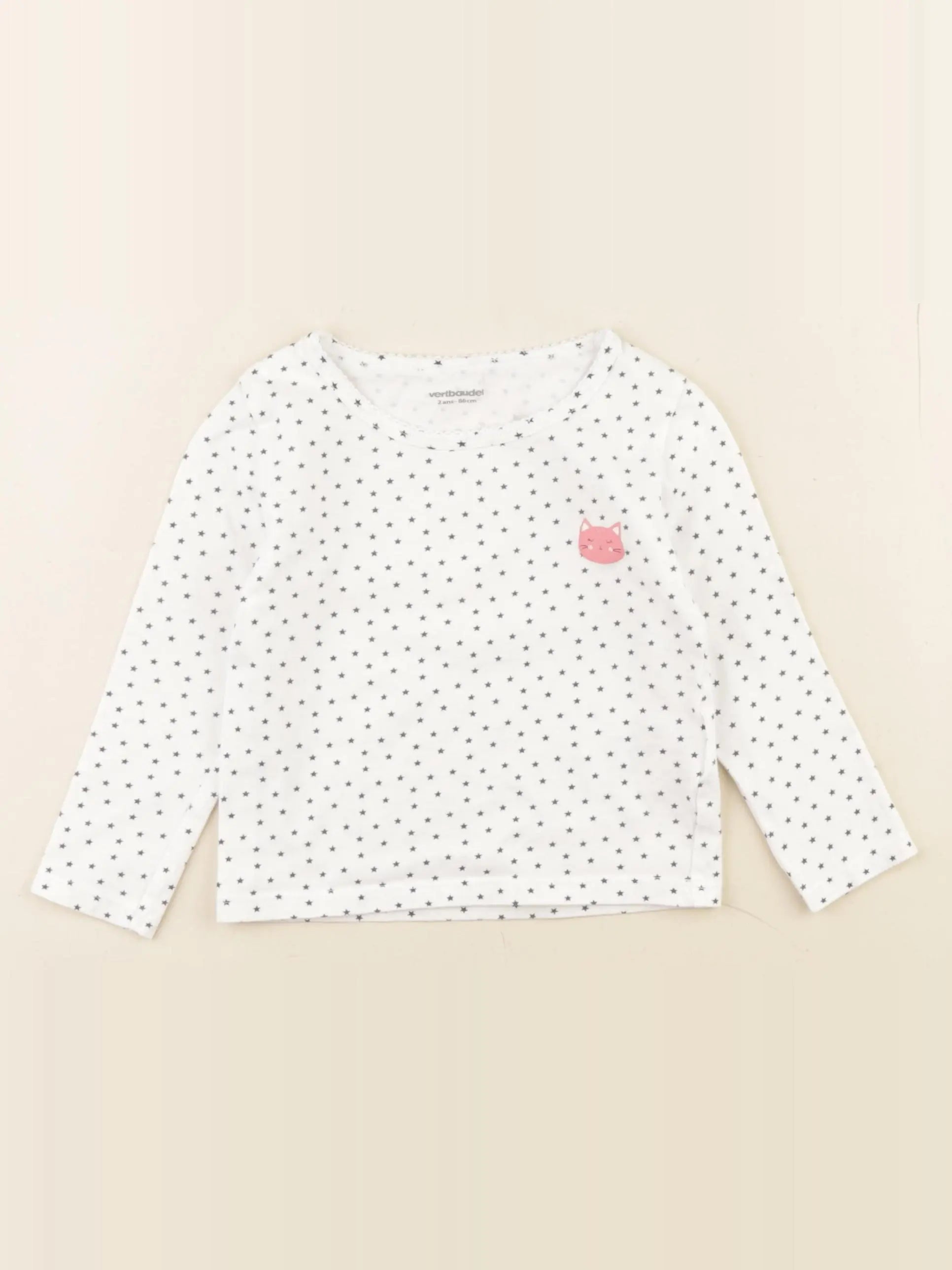 Vertbaudet - maillot de corps blanc, bleu - 2 ans